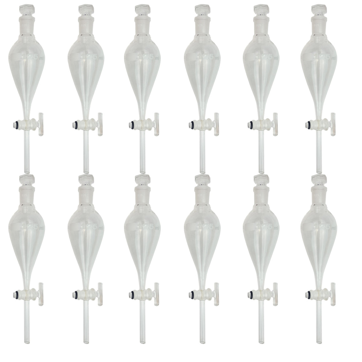 Funnel, Separatory, Borosilicate Glass, Glass Stopcock, 125ml, Case of 12
