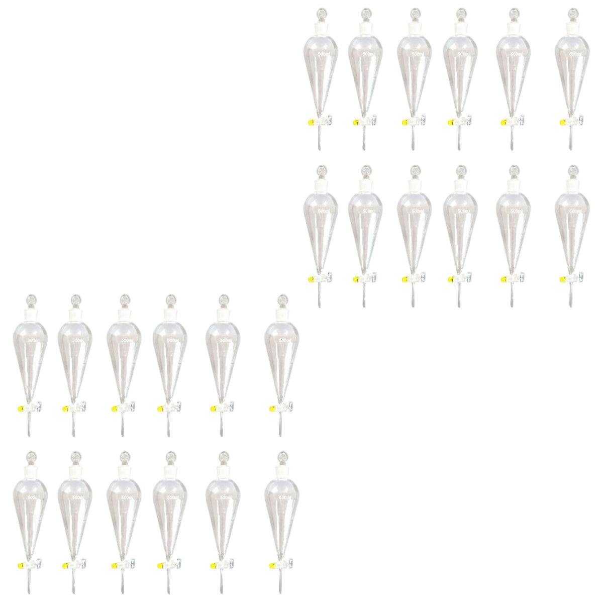 Funnel, Separatory, Borosilicate Glass, Glass Stopcock, 500ml, Case of 24
