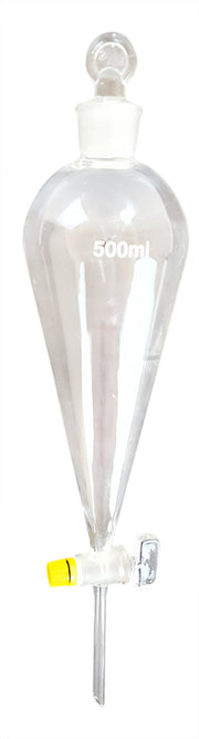 Funnel, Separatory, Borosilicate Glass, Glass Stopcock, 500ml