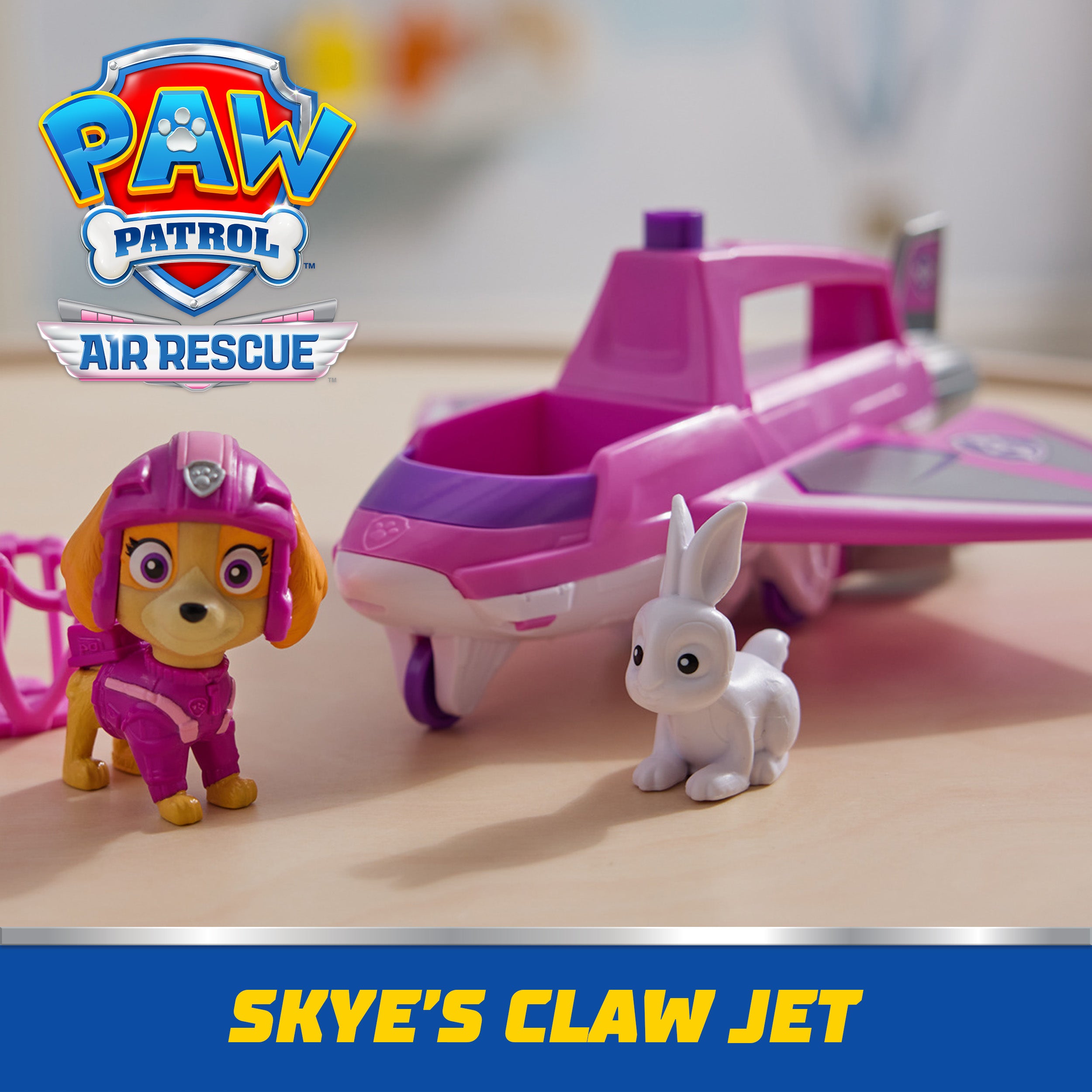PAW Patrol: Air Rescue Skye Action Figure & Hero Claw Jet Plane with Retractable Claw, Rescue Basket & Bunny, Kids Toys for Boys & Girls Ages 3+