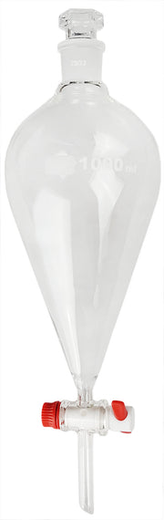 Separatory Funnel with PTFE Stopcock and Ground Glass Stopper, 1000ml Capacity