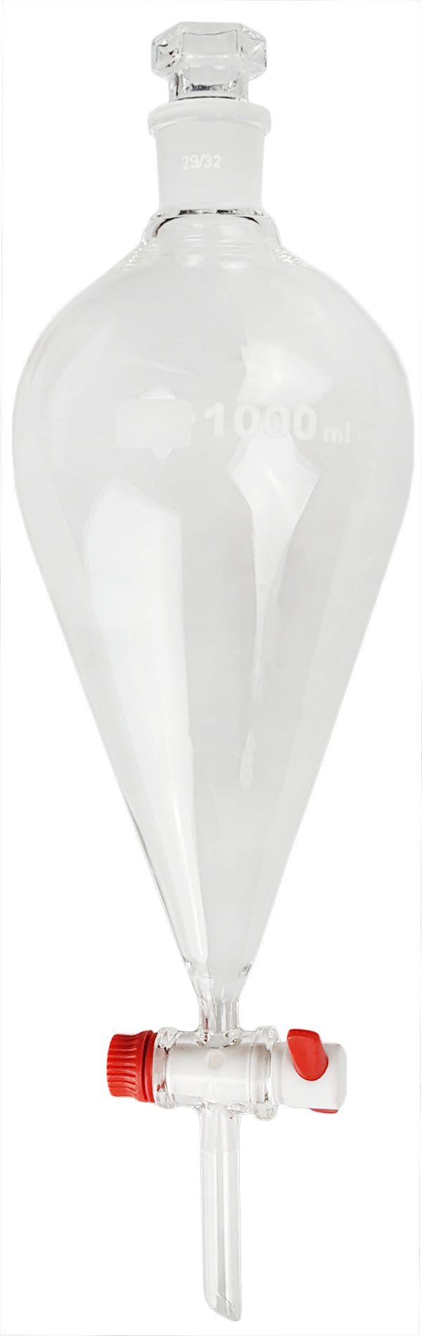 Separatory Funnel with PTFE Stopcock and Ground Glass Stopper, 1000ml Capacity