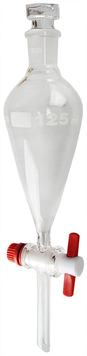 Separatory Funnel with PTFE Stopcock and Ground Glass Stopper, 125ml Capacity