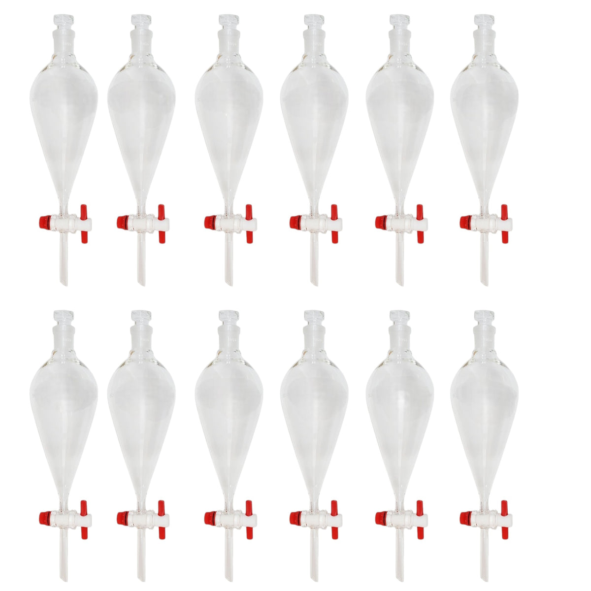 Separatory Funnel with PTFE Stopcock and Ground Glass Stopper, 500ml Capacity, Case of 12