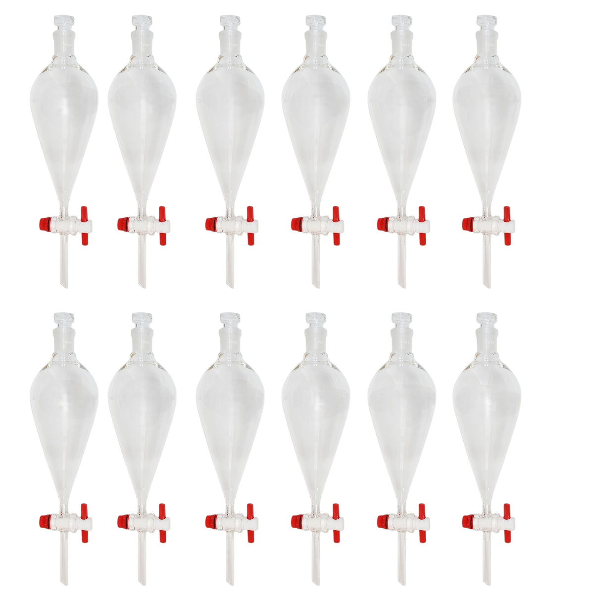 Separatory Funnel with PTFE Stopcock and Ground Glass Stopper, 250ml Capacity, Case of 12