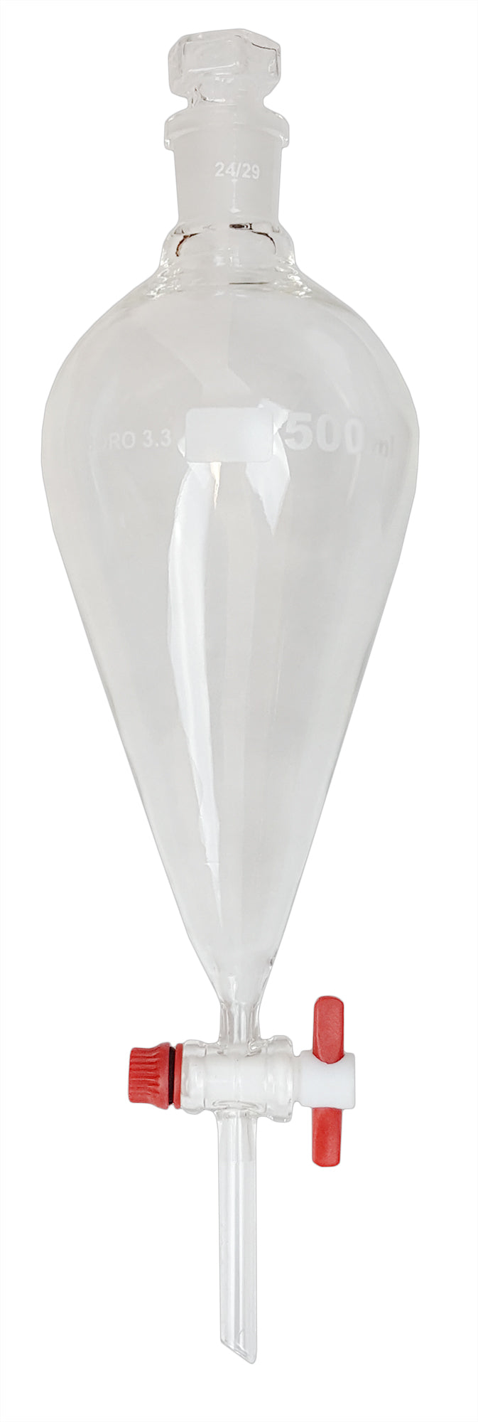 Funnel Separatory Borosilicate Glass with PTFE Stopcock,  and Ground Glass Stopper, 500ML,