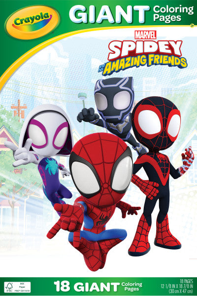 Crayola Spidey & His Amazing Friends Giant Coloring Book Pages, 18 Coloring Pages, Gifts for Kids, Ages 3+