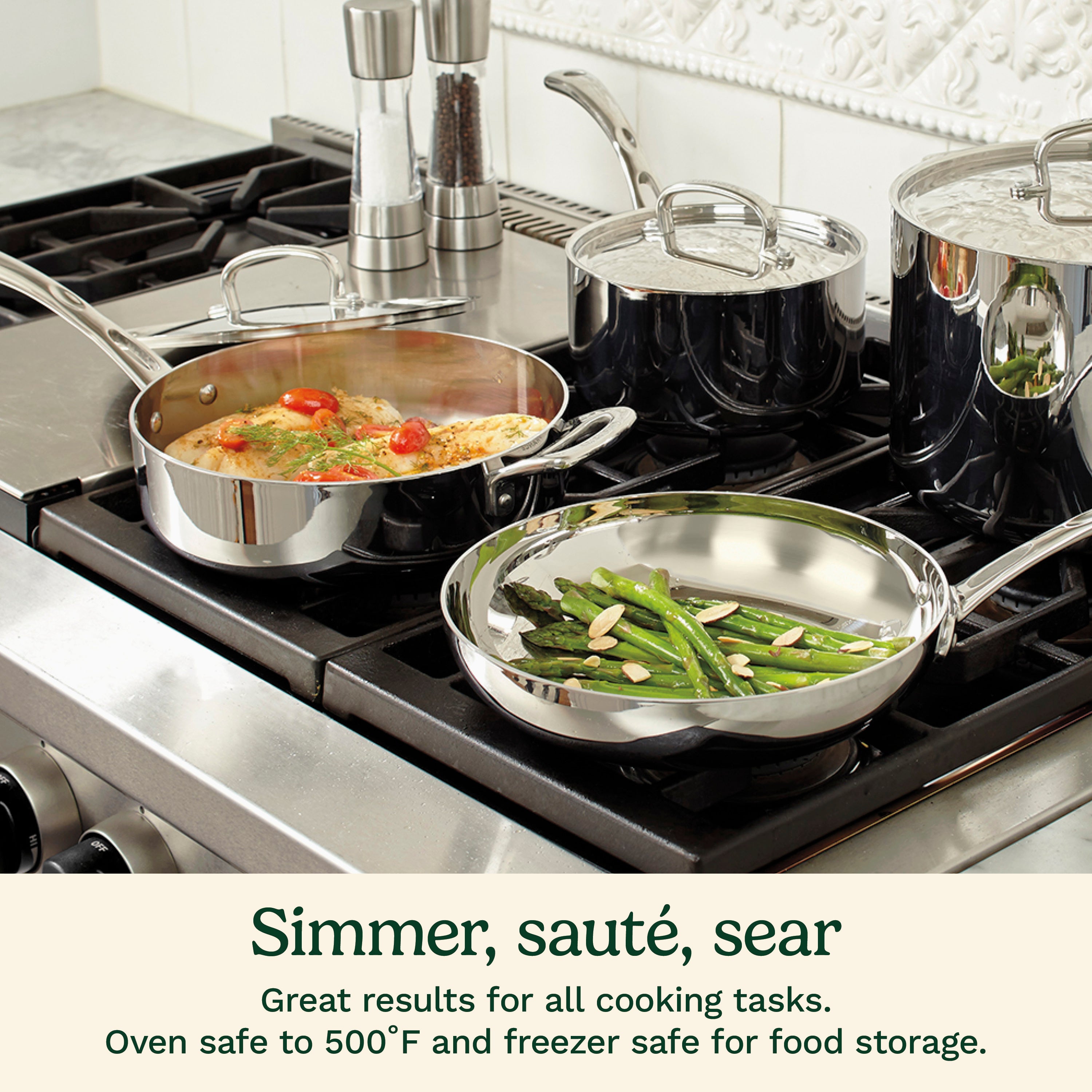 French Classic Tri-Ply Stainless Cookware 10 Piece Set