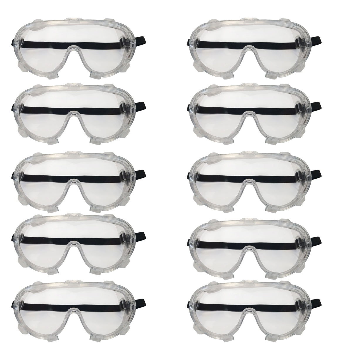 Safety Goggles with Indirect Vents, Adult Size, Pack of 10