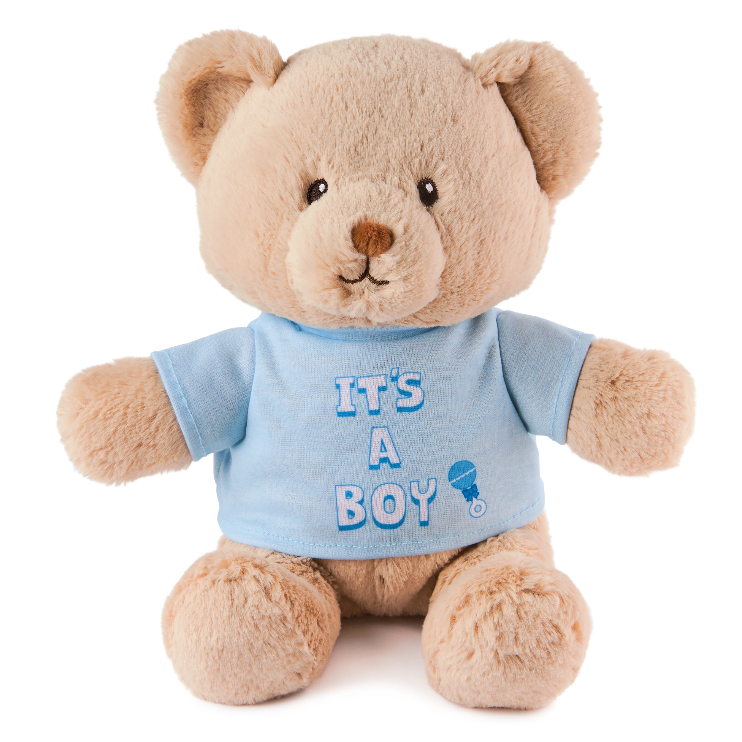 GUND “It's a Boy” Sustainable Message Bear with Blue T-Shirt, Teddy Bear Made from 100% Recycled Materials for Ages 1 and Up, Tan, 12”
