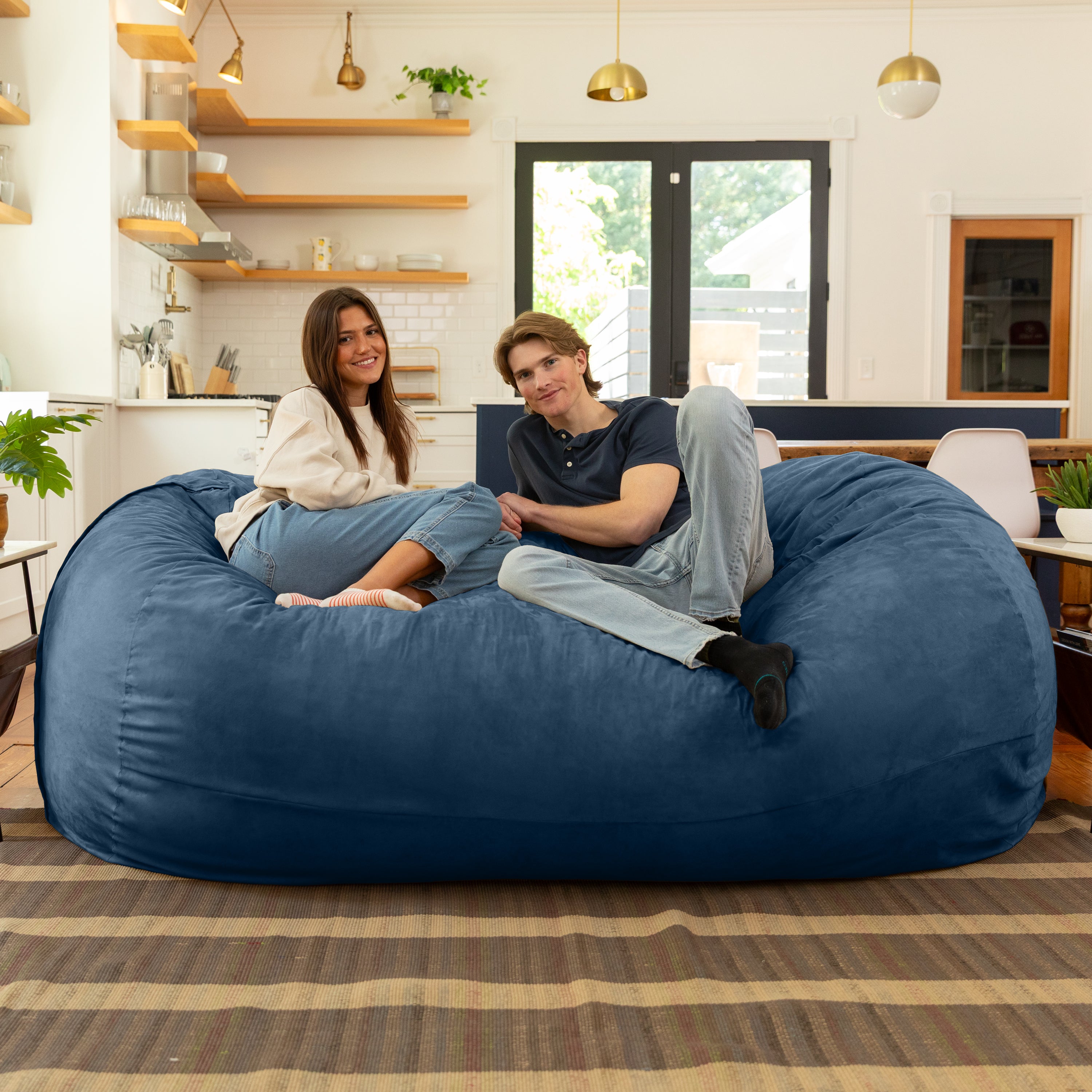Jaxx 7 Foot Giant Bean Bag Sofa, Navy
