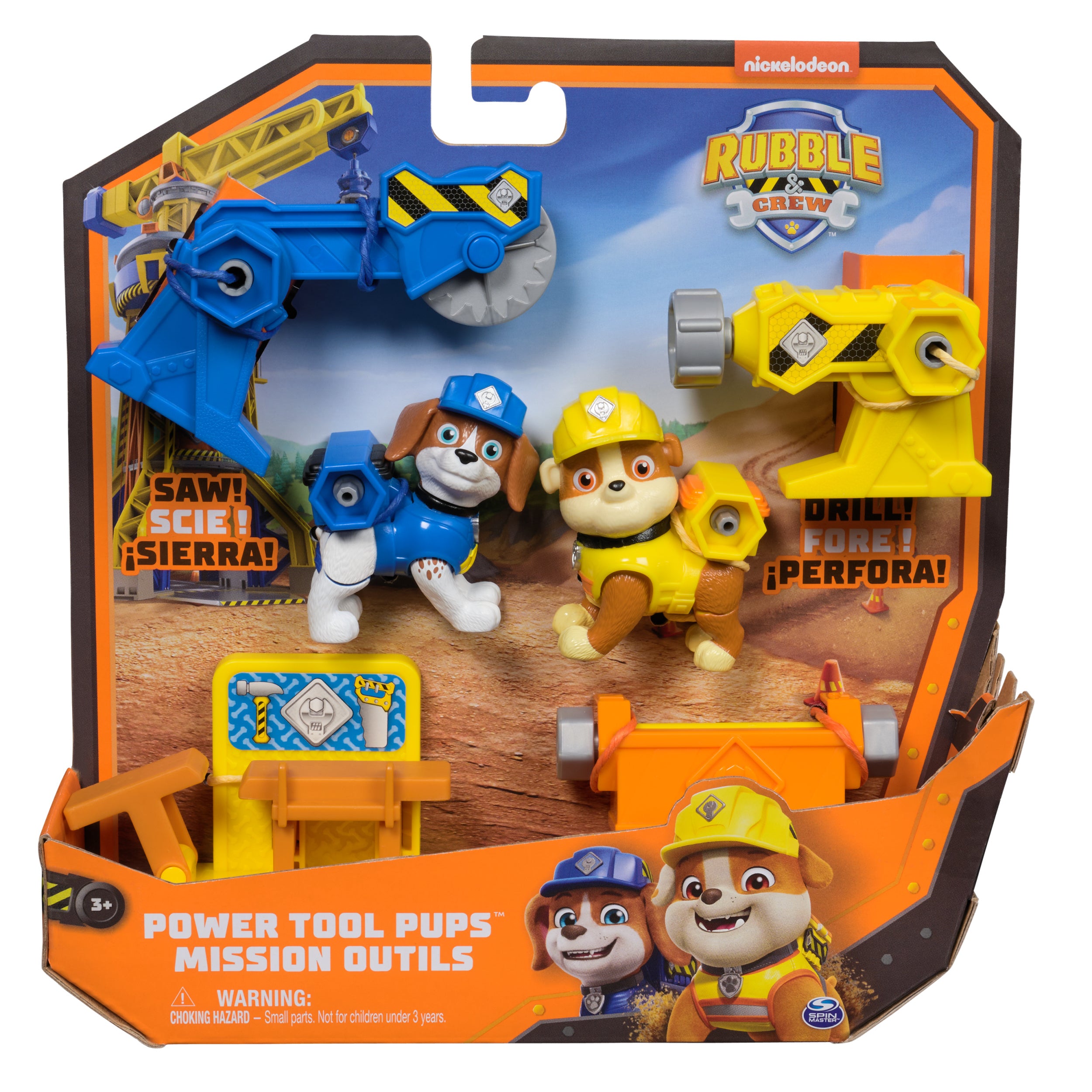 Rubble & Crew, Power Tool Pups, Rubble & Wheeler Toy Figures with 2 Construction Tools & 2 Building Accessories, Kids Toys for Boys & Girls Ages 3+