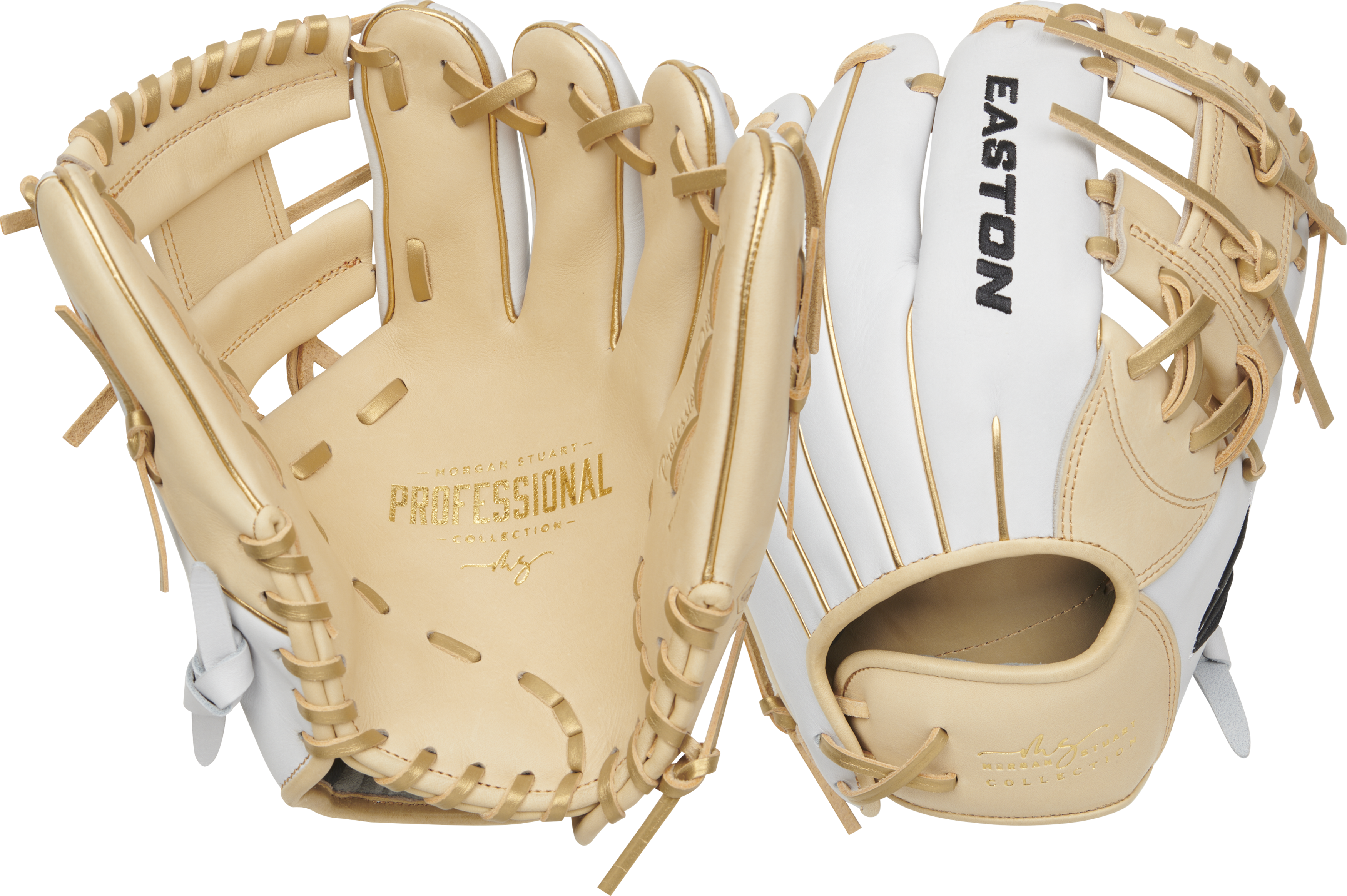 Easton Professional Collections Signature Series Morgan Stuart 11.5-Inch Softball Glove  - Right Hand Thrower - Camel/White