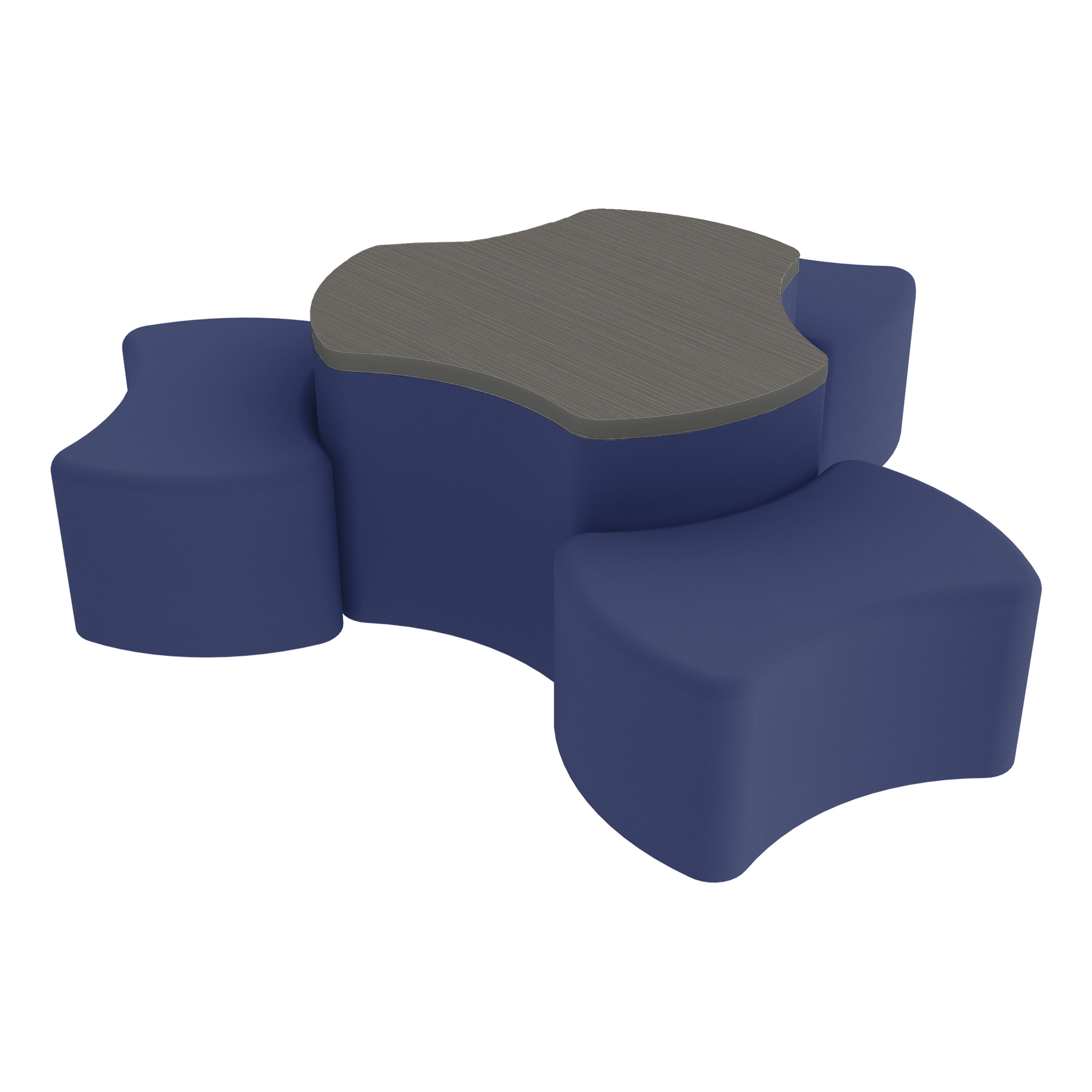 Pro Series Cog Ottoman Table with Bowtie 12" H Seating, 4-Piece Set - Navy/Cosmic Strandz