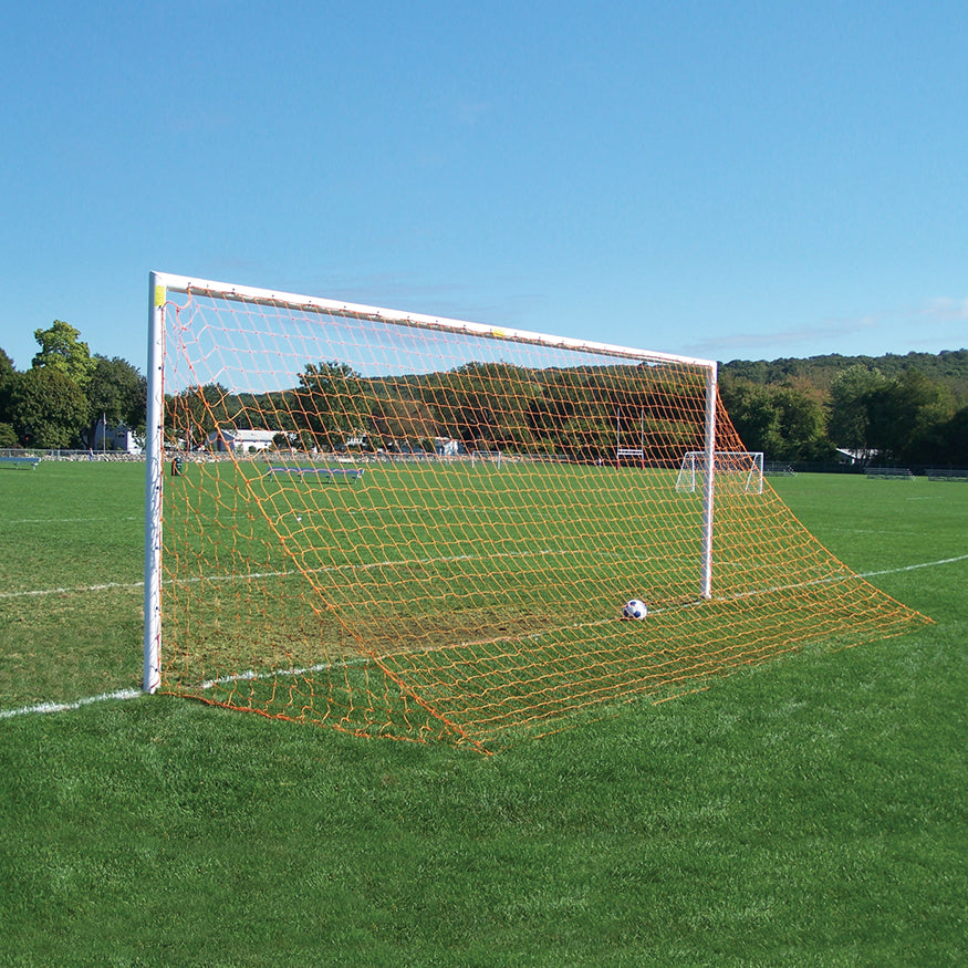 Soccer Goals - Team Official Round Goal - Semi-Permanent (8 ft.H x 24 ft.W x 4 ft.B x 10 ft.D) - NFHS, NCAA Compliant