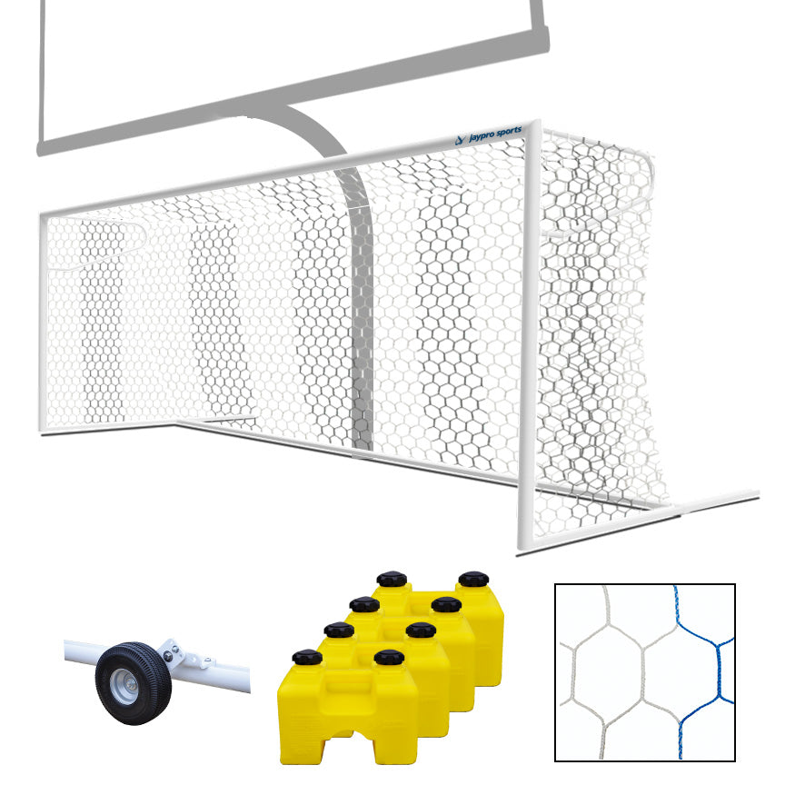 Soccer Goals - Nova  Premier Adjustable Goal Package (8 ft.H x 24 ft.W x 4 ft.B x 10 ft.D) - NCAA, NFHS, FIFA, and ASTM Compliant  (Black/White)