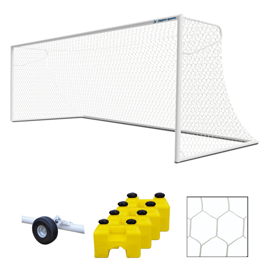 Soccer Goals - Nova  Premier Adjustable Goal Package (8 ft.H x 24 ft.W x 4 ft.B x 10 ft.D) - ASTM Compliant  (White)
