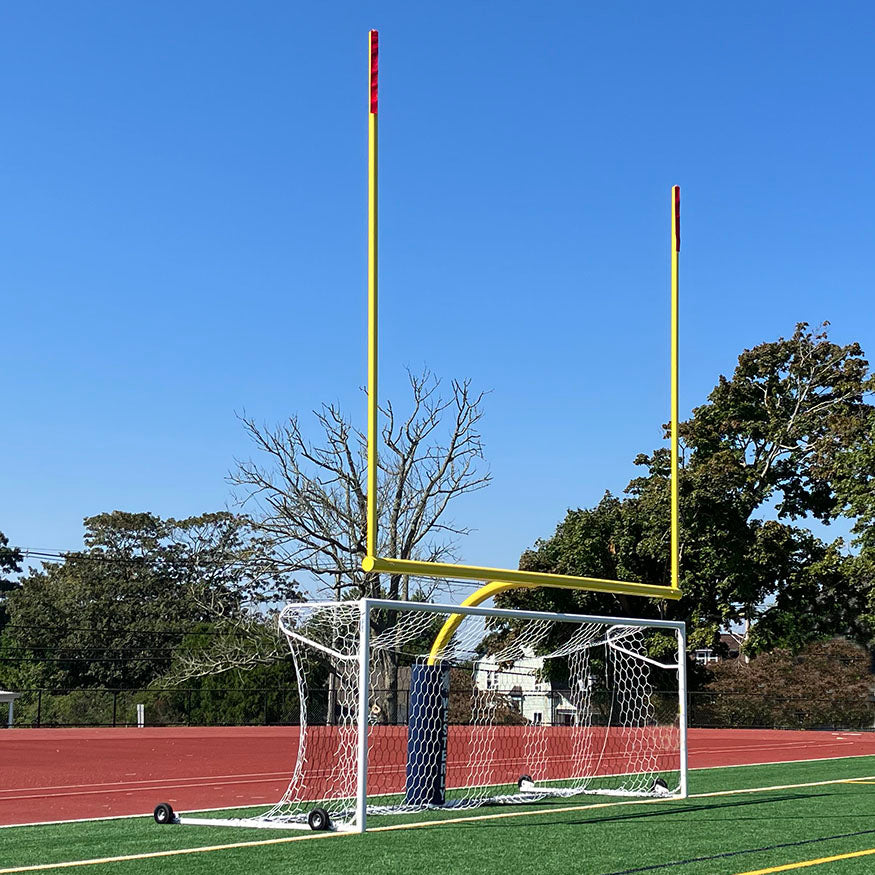 Soccer Goals - Nova  Premier Adjustable Goal Package (8 ft.H x 24 ft.W x 4 ft.B x 10 ft.D) - NCAA, NFHS, FIFA, and ASTM Compliant  (Black/White)