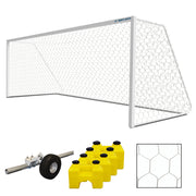 Soccer Goals - Classic Official Square Goal Deluxe Package (8 ft.H x 24 ft.W x 4 ft.B x 10 ft.D) - NFHS, NCAA, FIFA Compliant