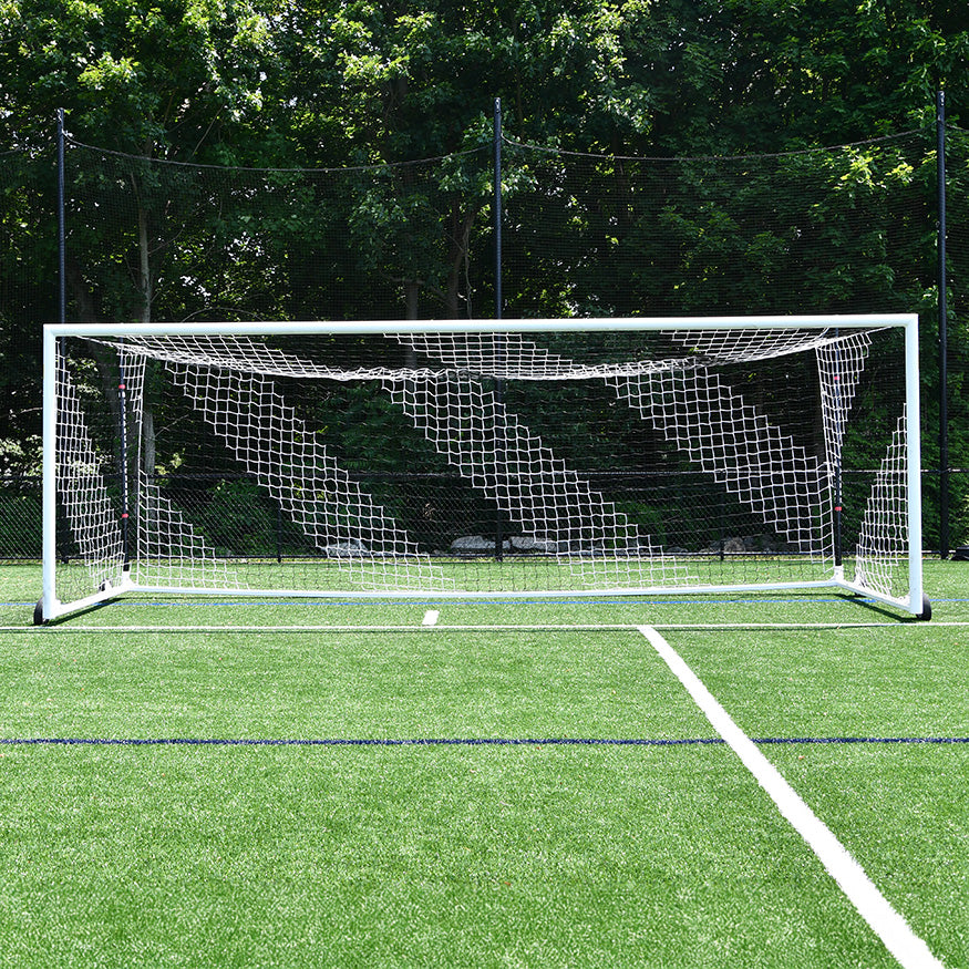 Soccer Goal Replacement Nets (4-3/4 in. Sq. - 4mm Braided Mesh) (8 ft.H x 24 ft.W x  6 1/2 ft.B x 7 1/2 ft.D) (White/Black)