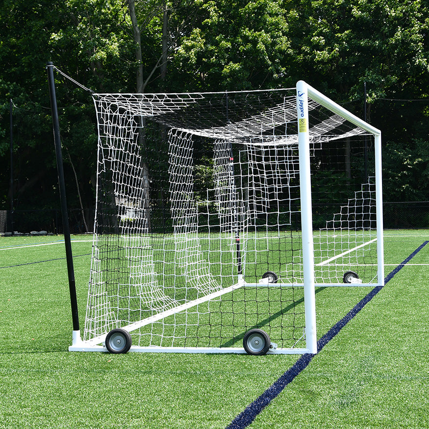 Soccer Goals - Nova  World Cup Goal Package with Black/White Net (8 ft.H x 24 ft.W x 7 ft.B x 8 ft.D) - NFHS, NCAA, FIFA Compliant