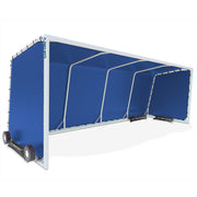 Club Team Shelter - Portable - Aluminum Frame with Weather Resistant Covering - 10 Seat (Red with Custom Graphics)