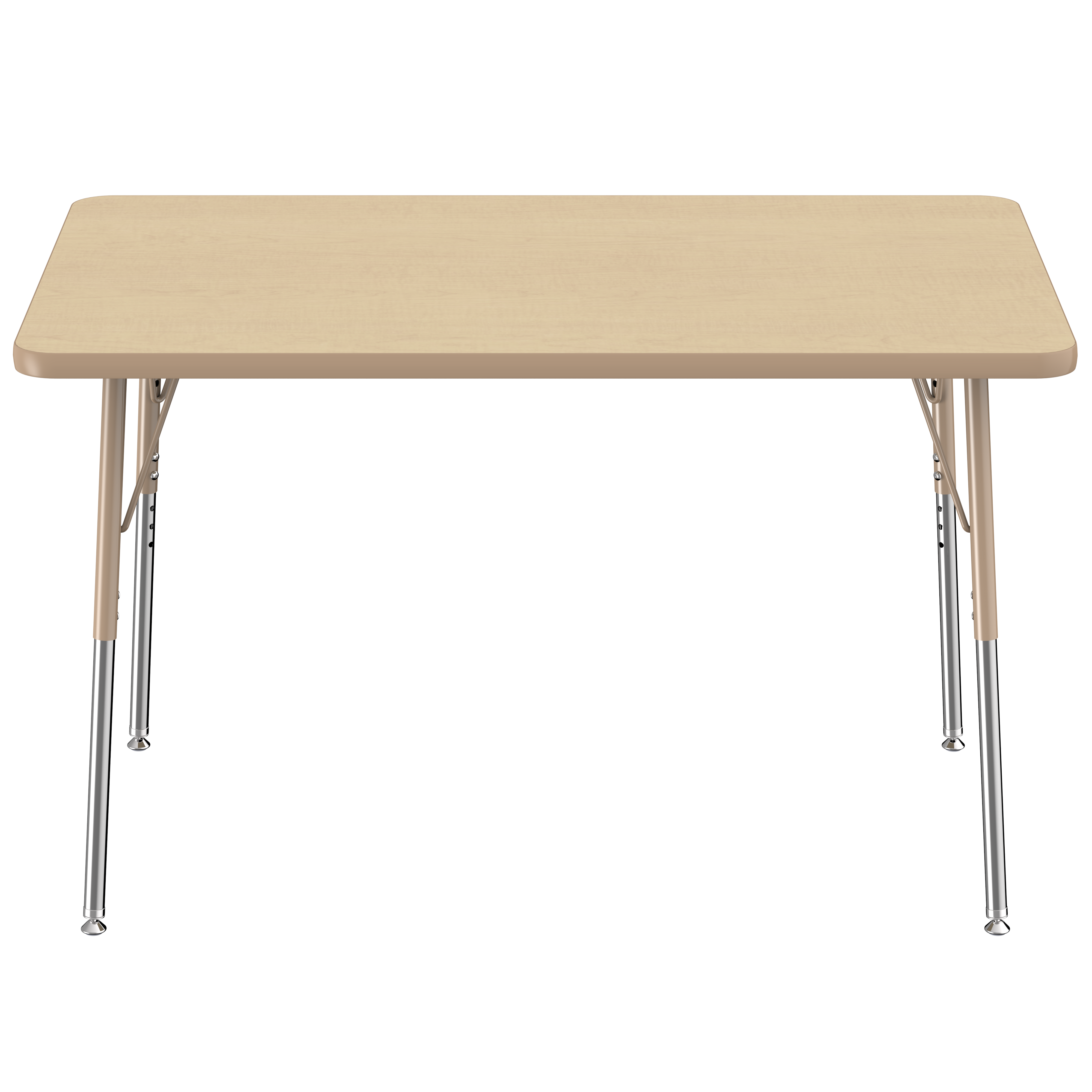 30" x 48" Rectangle T-Molding Activity Table with Adjustable Standard Swivel Glide Legs - Maple/Sand