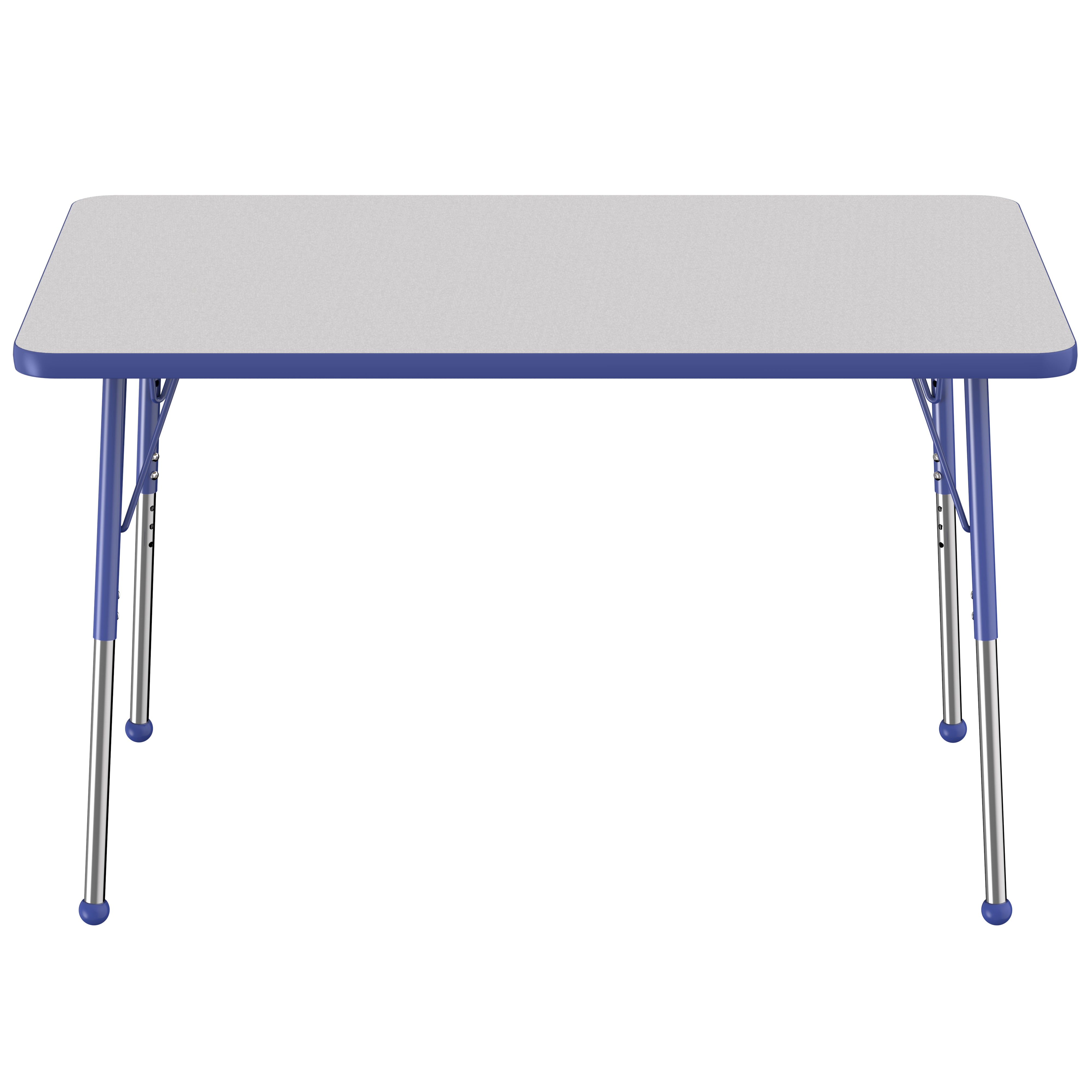 30" x 48" Rectangle Thermofused Activity Table with Adjustable Standard Ball Glide Legs - Gray/Blue