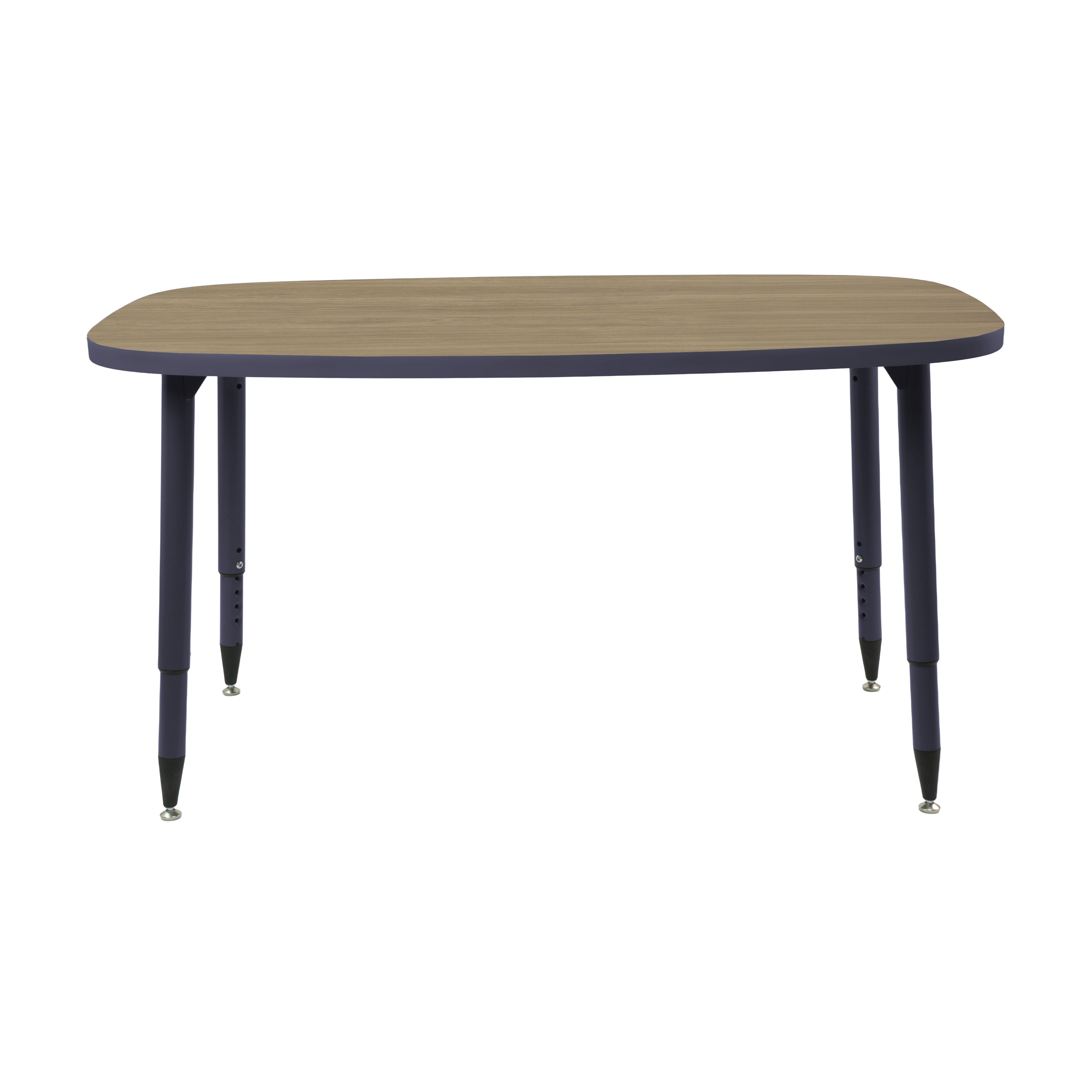 Adapte 31" x 50" Rounded Rectangle Thermofused Activity Table with Adjustable Tapered Legs - Pasadena Oak/Navy