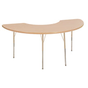 36" x 72" Half Moon T-Molding Activity Table with Adjustable Standard Swivel Glide Legs - Maple/Sand