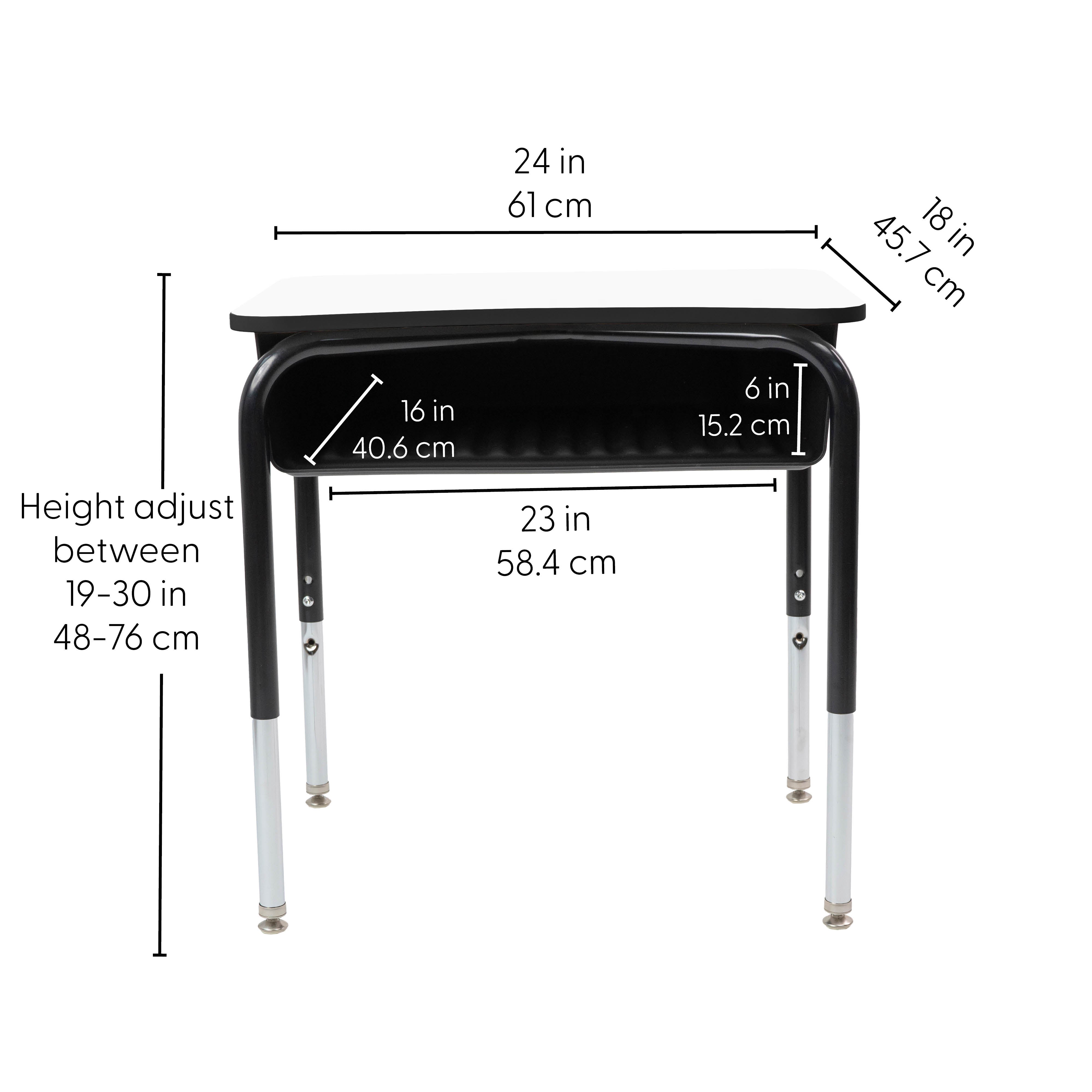 18" x 24" Belly Curve Open Front Desk with Book Box, 2-pack - Whiteboard/Black