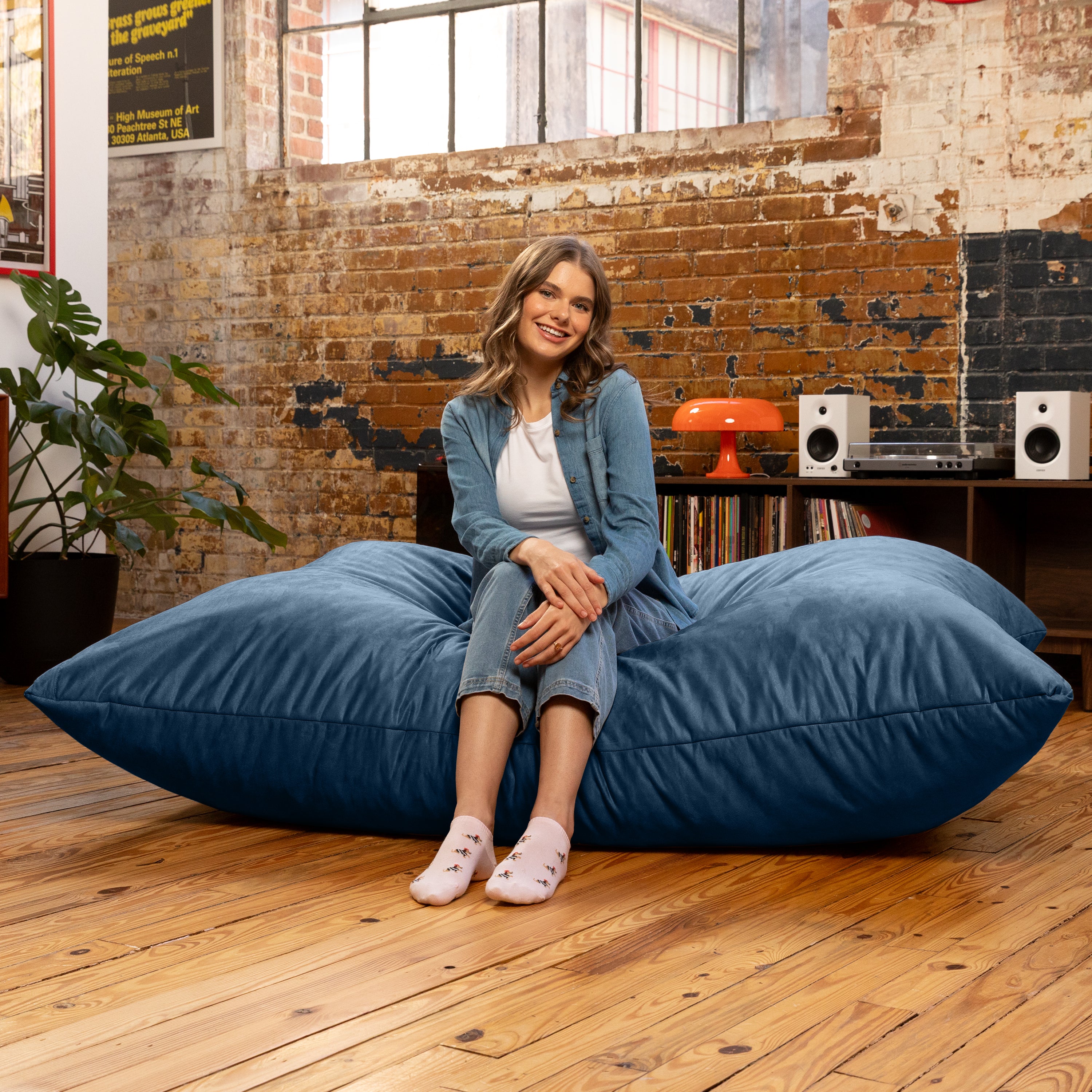 Jaxx Pillow Saxx 5.5-Foot - Huge Bean Bag Floor Pillow and Lounger, Navy