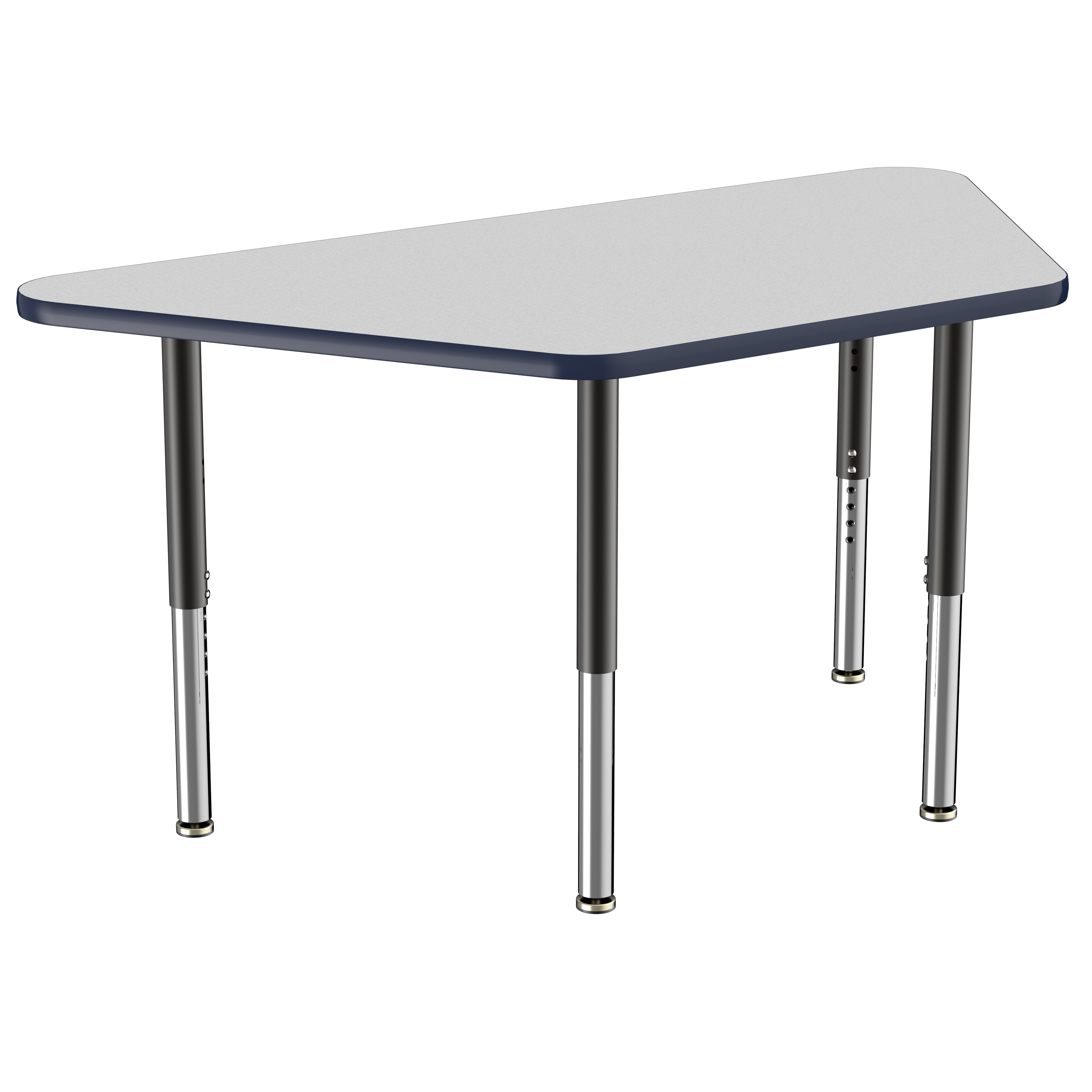 30" x 60" Trapezoid T-Molding Activity Table with Adjustable Super Legs - Gray/Navy/Black