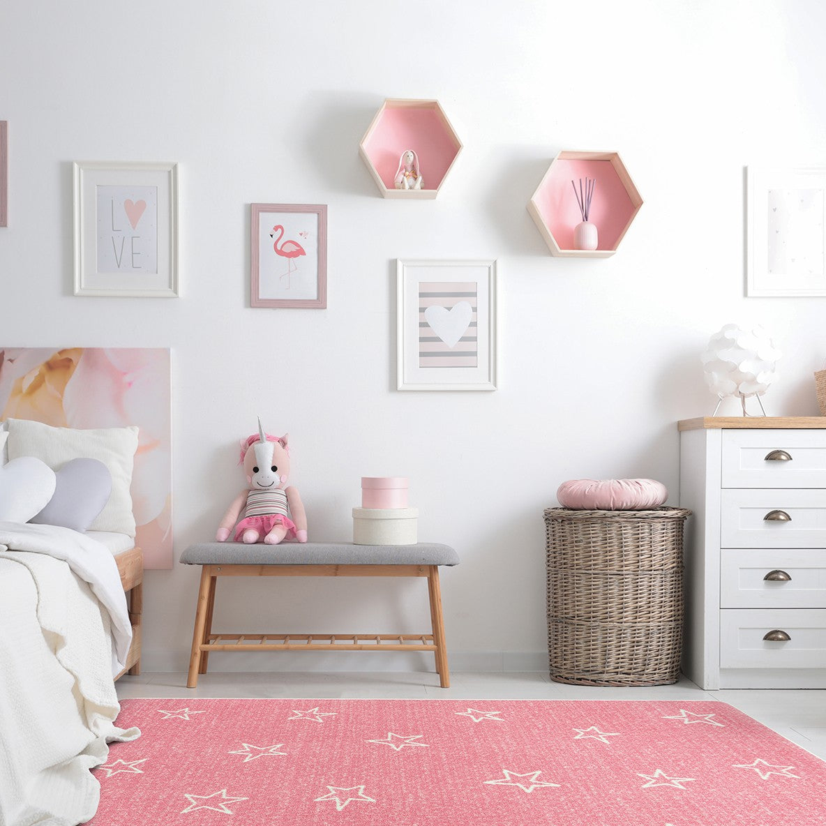 Shine On 7'8" x 10'9" area rug in color Blush