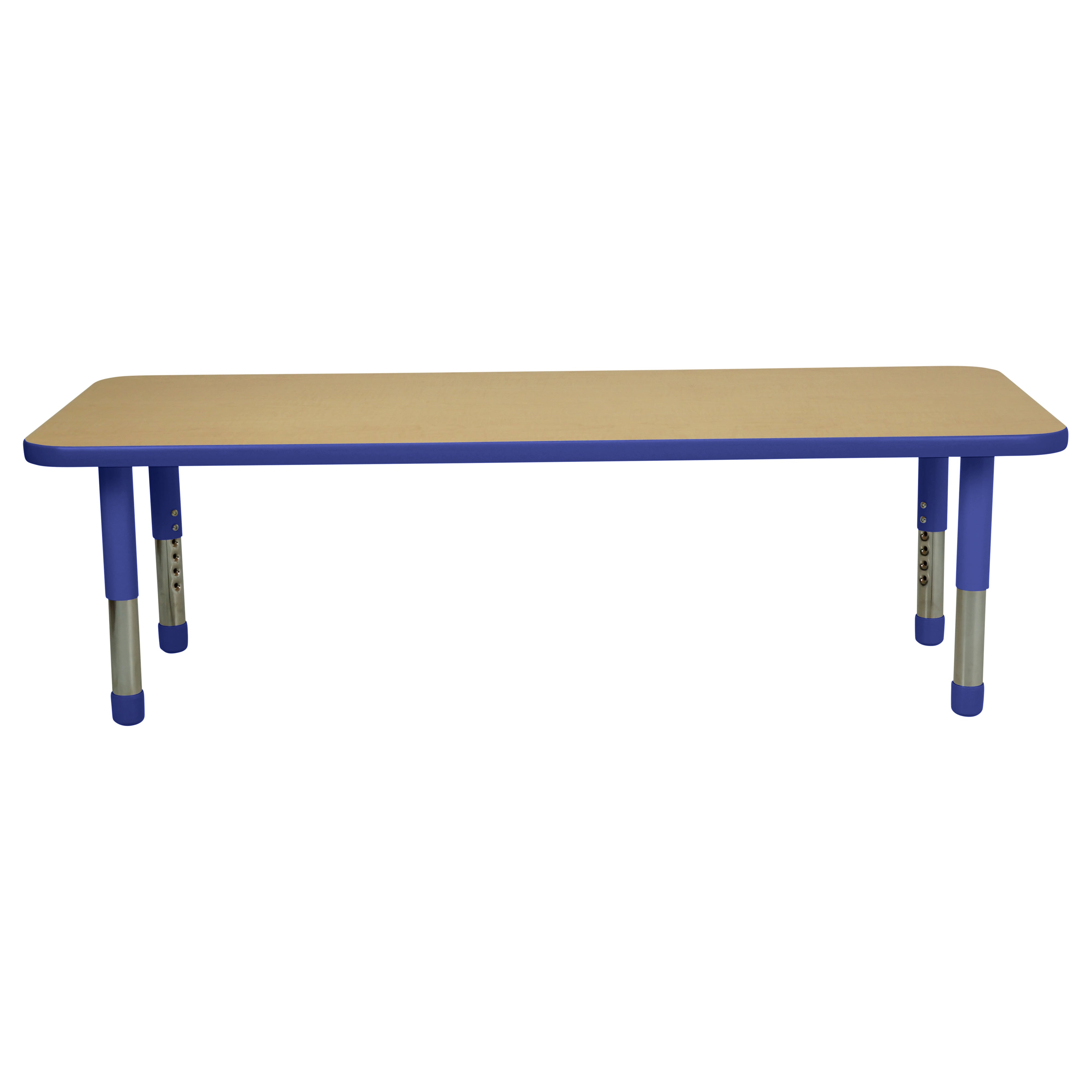 24" x 60" Rectangle T-Molding Activity Table with Adjustable Tiny Tot Legs - Maple/Blue