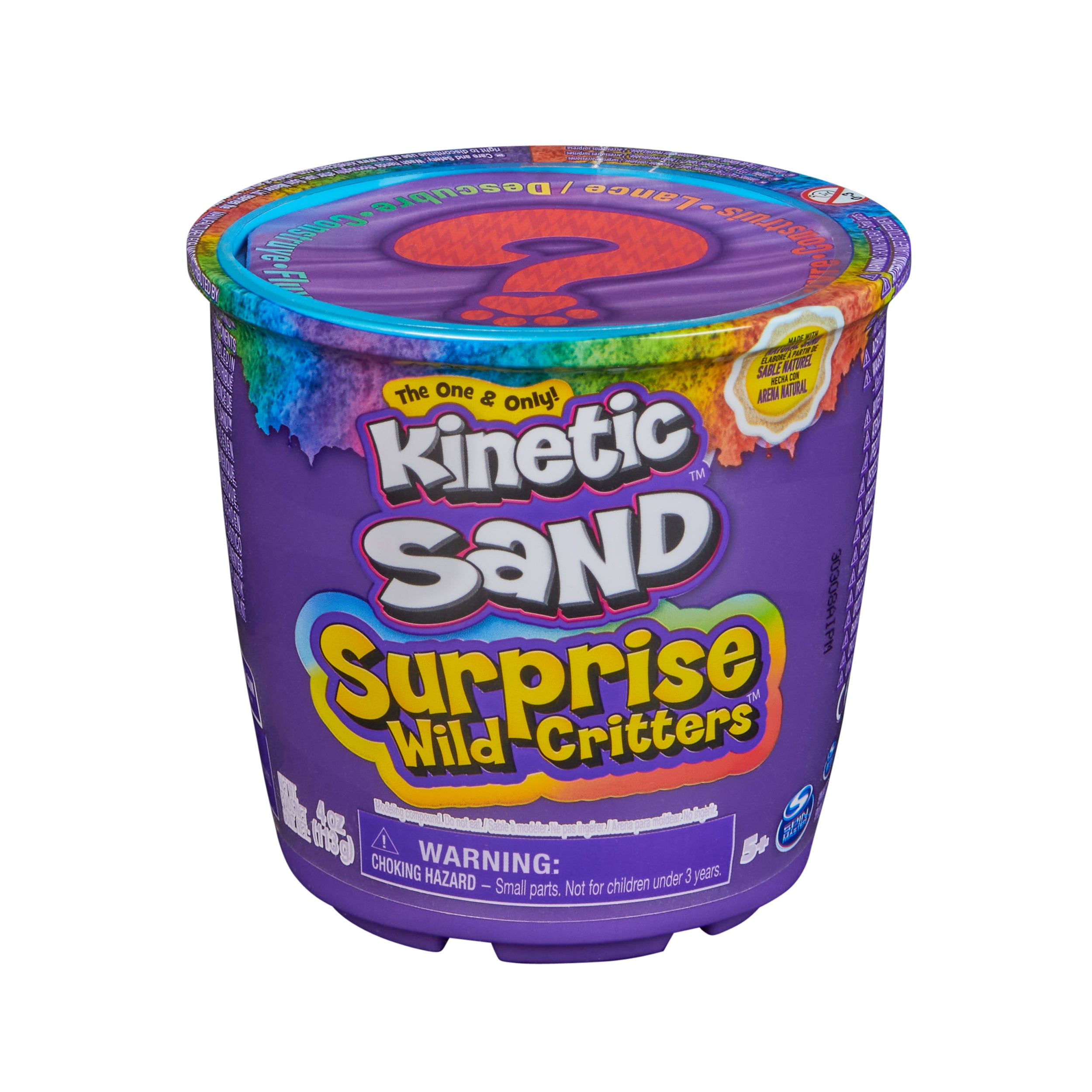 Kinetic Sand Surprise Wild Critters, 4oz Play Sand, Surprise Toy Character & Reusable Sand Storage with Lid, Sensory Toys for Kids Ages 5+