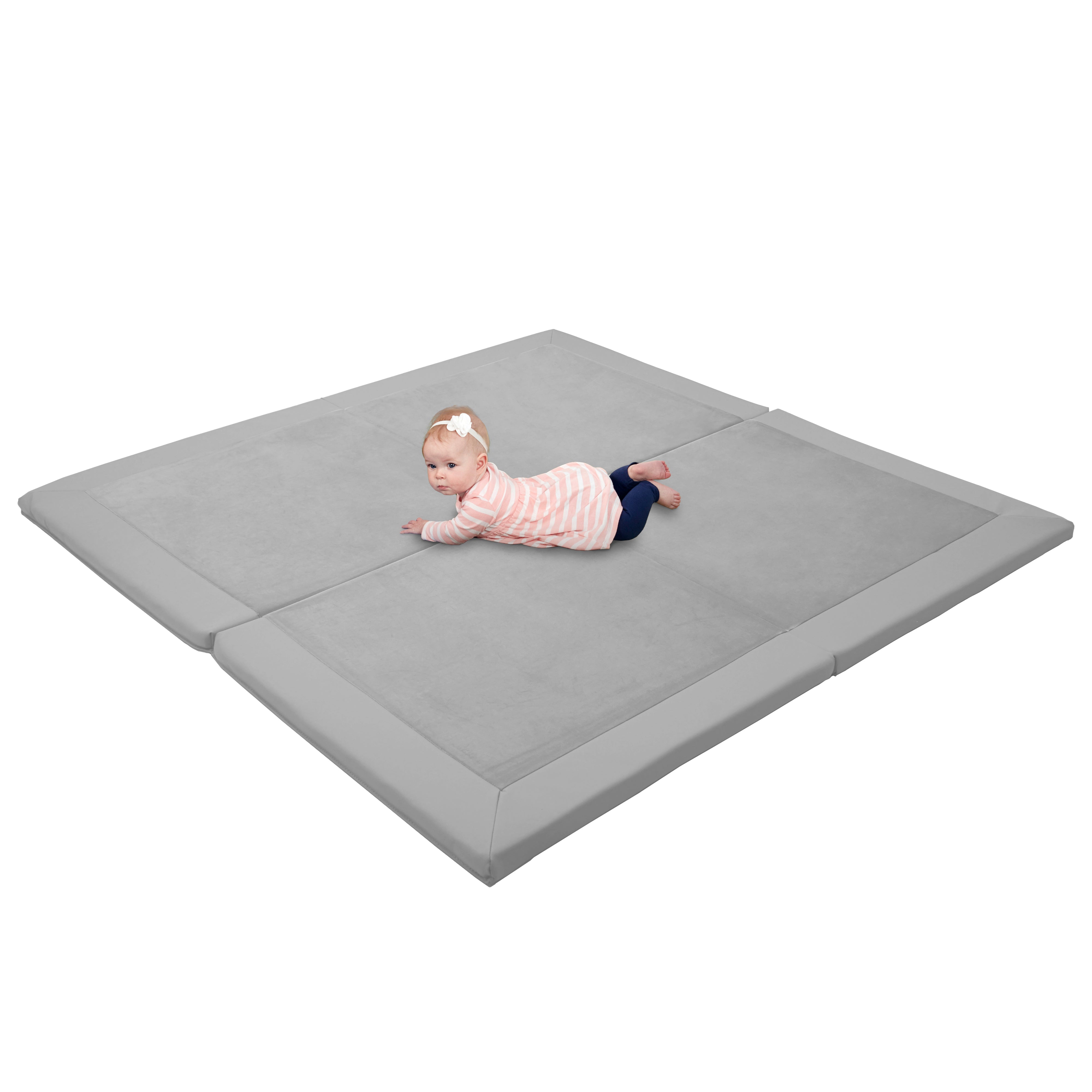 SoftScape Two-Texture Space Saver 4-Fold Toddler Activity Mat - Sterling