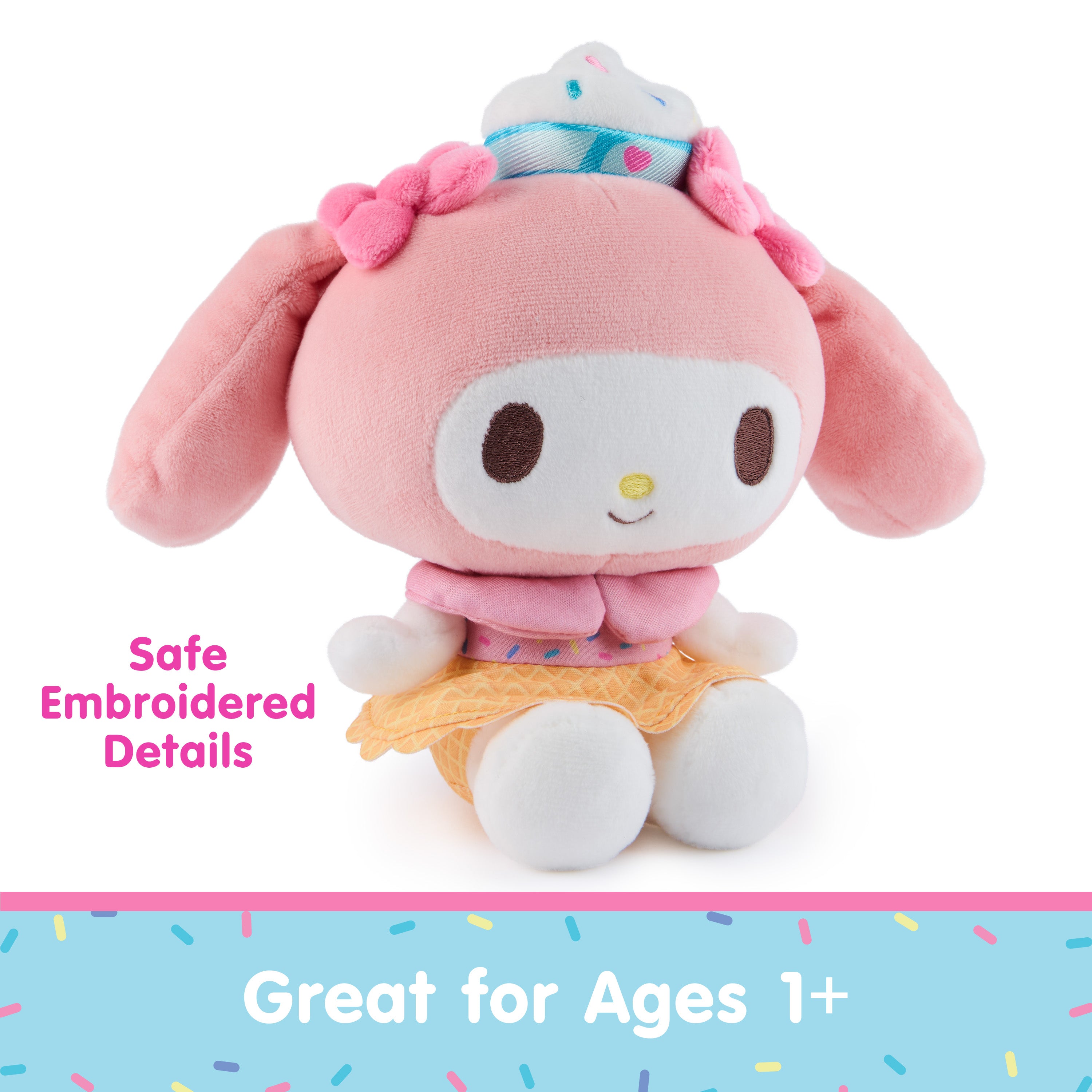 GUND Sanrio Hello Kitty and Friends My Melody Ice Cream Plush, Stuffed Animal for Ages 1 and Up, Pink/White, 6”