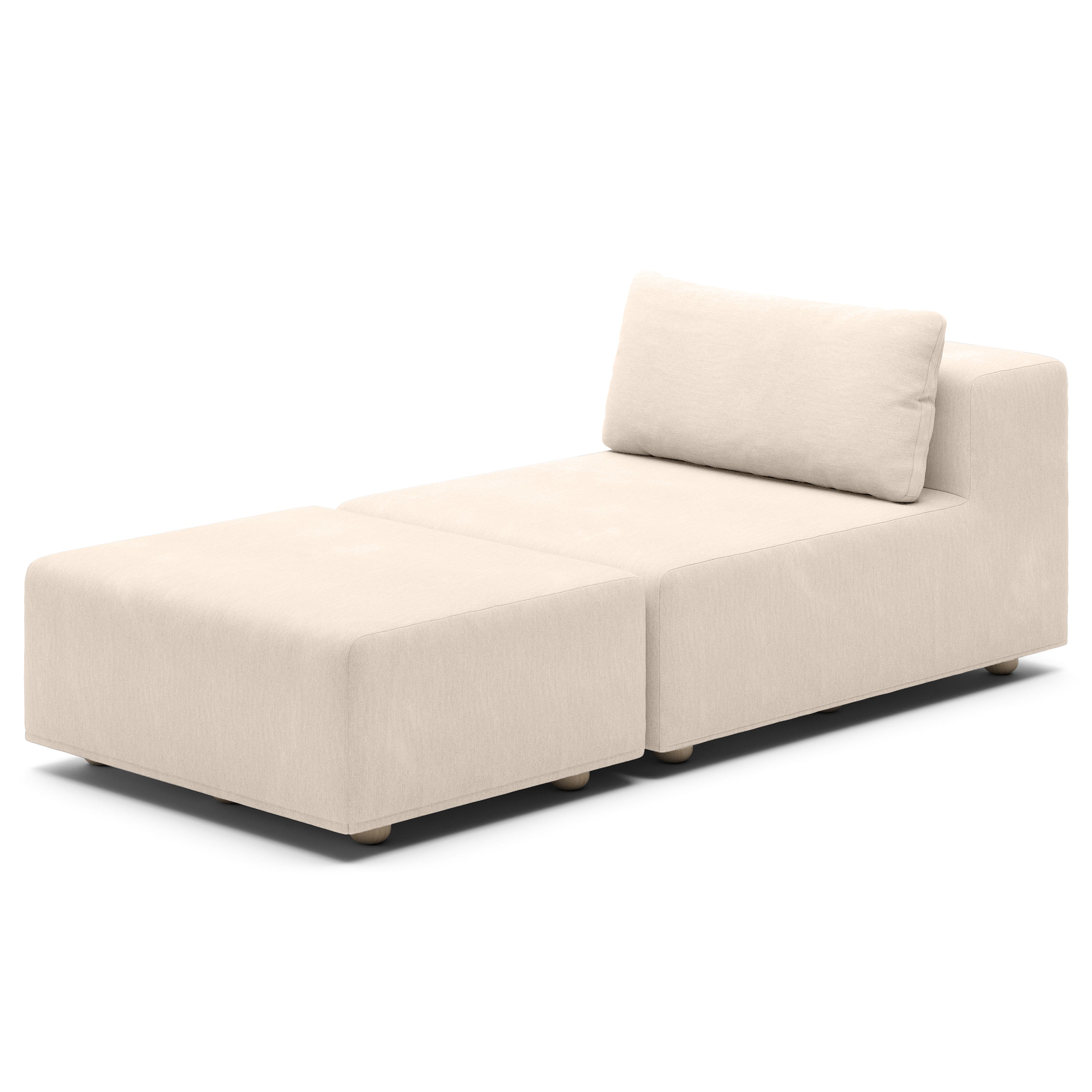 Jaxx Vada Outdoor Sun Lounger – Luxury Modular Chaise & Ottoman with Sunbrella Fabric & Waterproof Cover - Sunbrella Flax