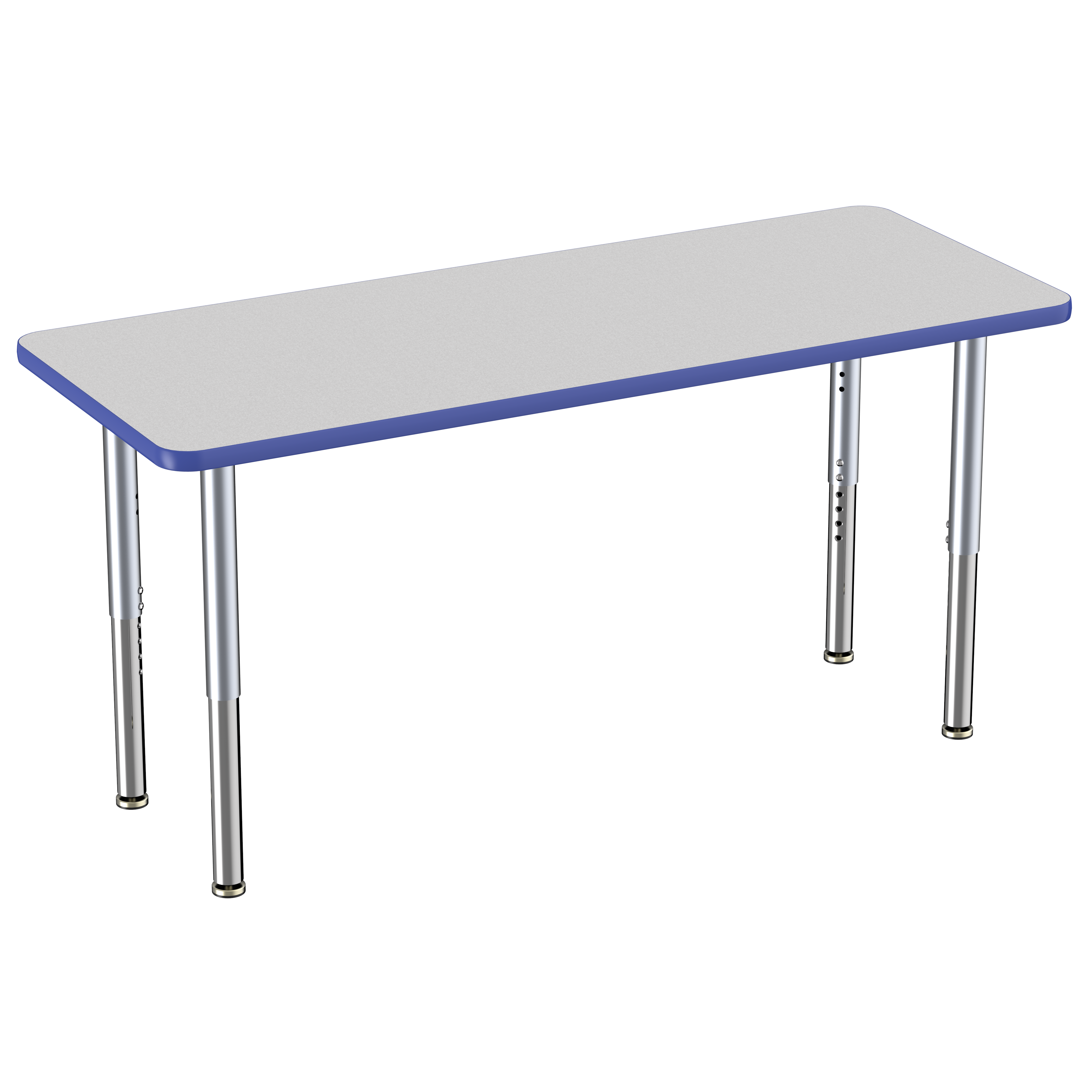24" x 60" Rectangle Thermofused Activity Table with Adjustable Super Legs - Gray/Blue/Silver