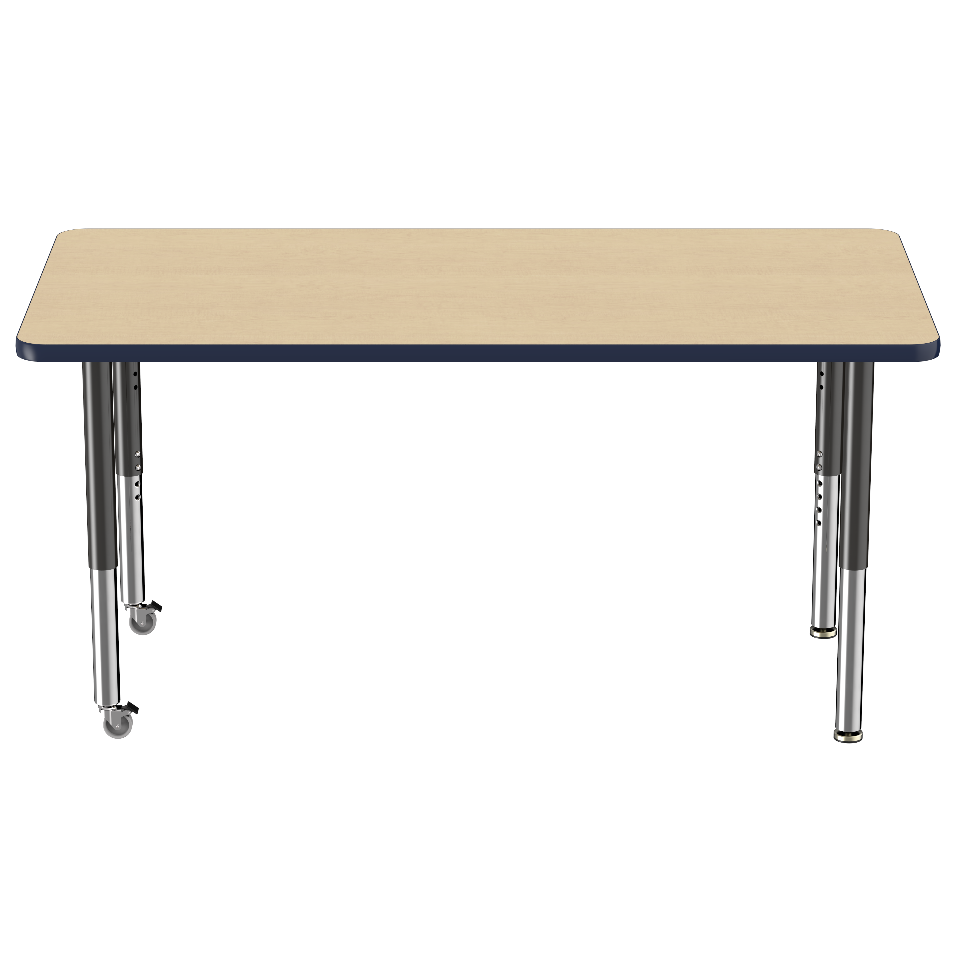 30" x 60" Rectangle T-Molding Activity Table with Adjustable Super Legs - Maple/Navy/Black