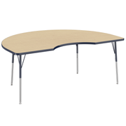 48" x 72" Kidney T-Molding Activity Table with Adjustable Standard Swivel Glide Legs - Maple/Navy