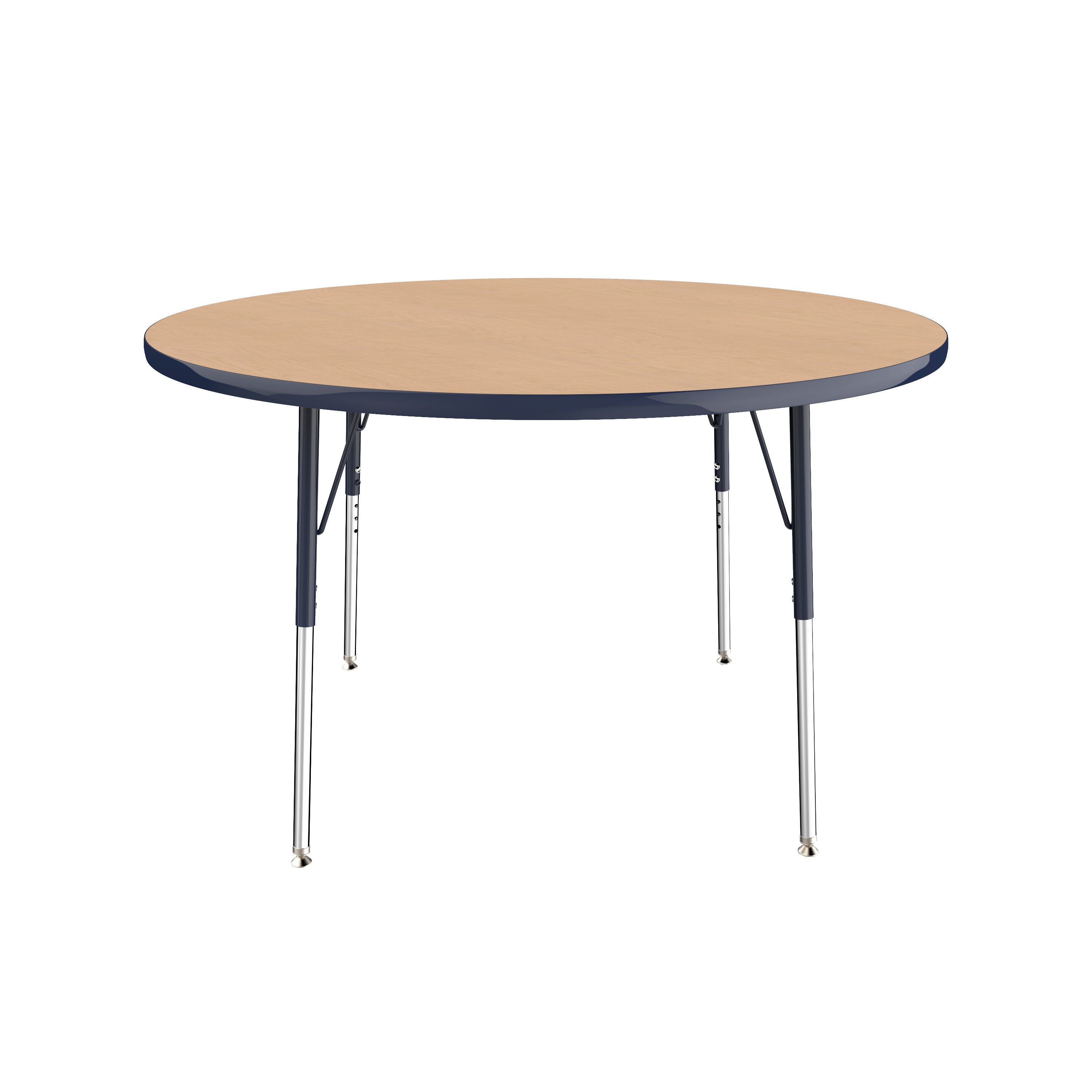 48" Round T-Molding Activity Table with Adjustable Standard Swivel Glide Legs - Maple/Navy