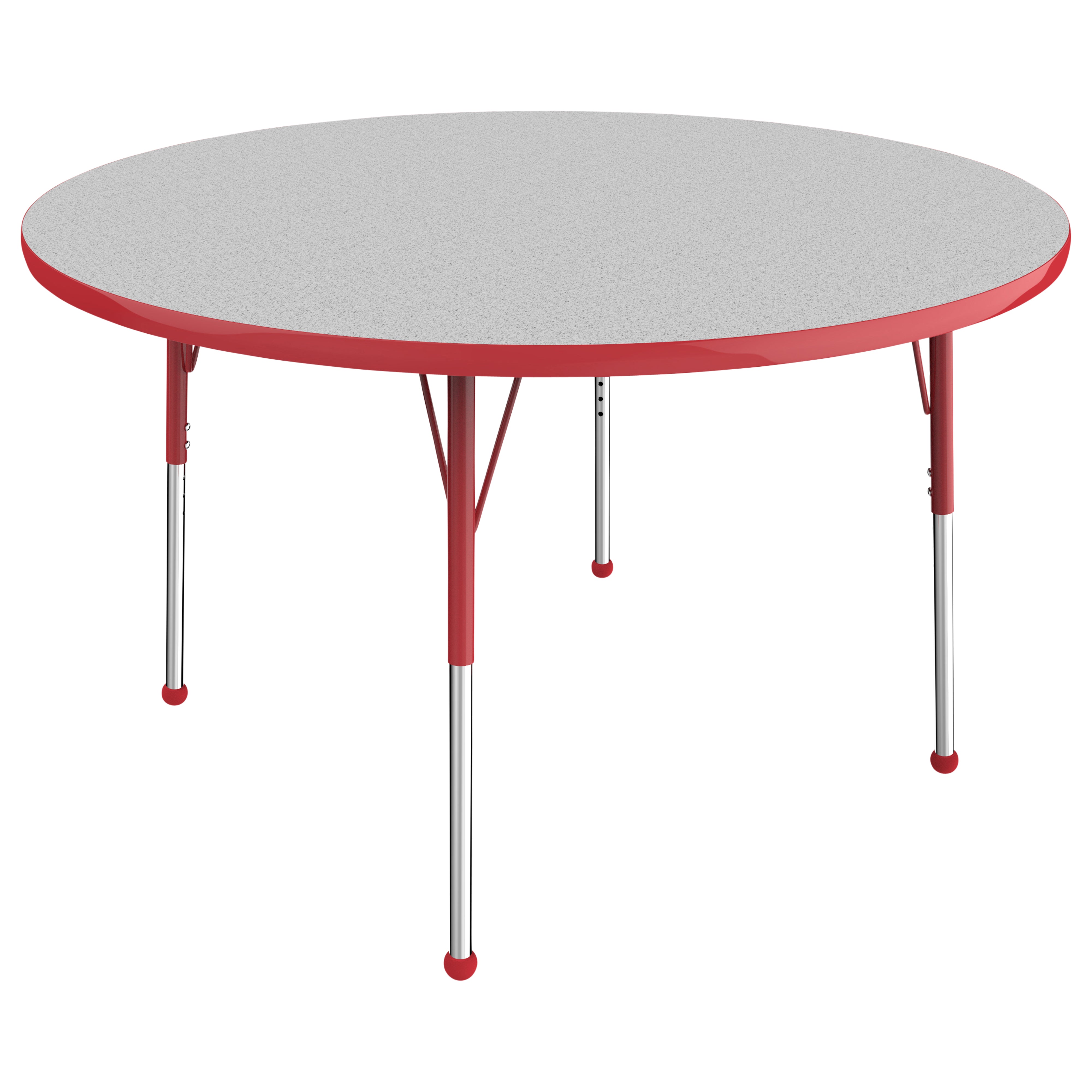 48" Round T-Molding Activity Table with Adjustable Standard Ball Glide Legs - Gray/Red