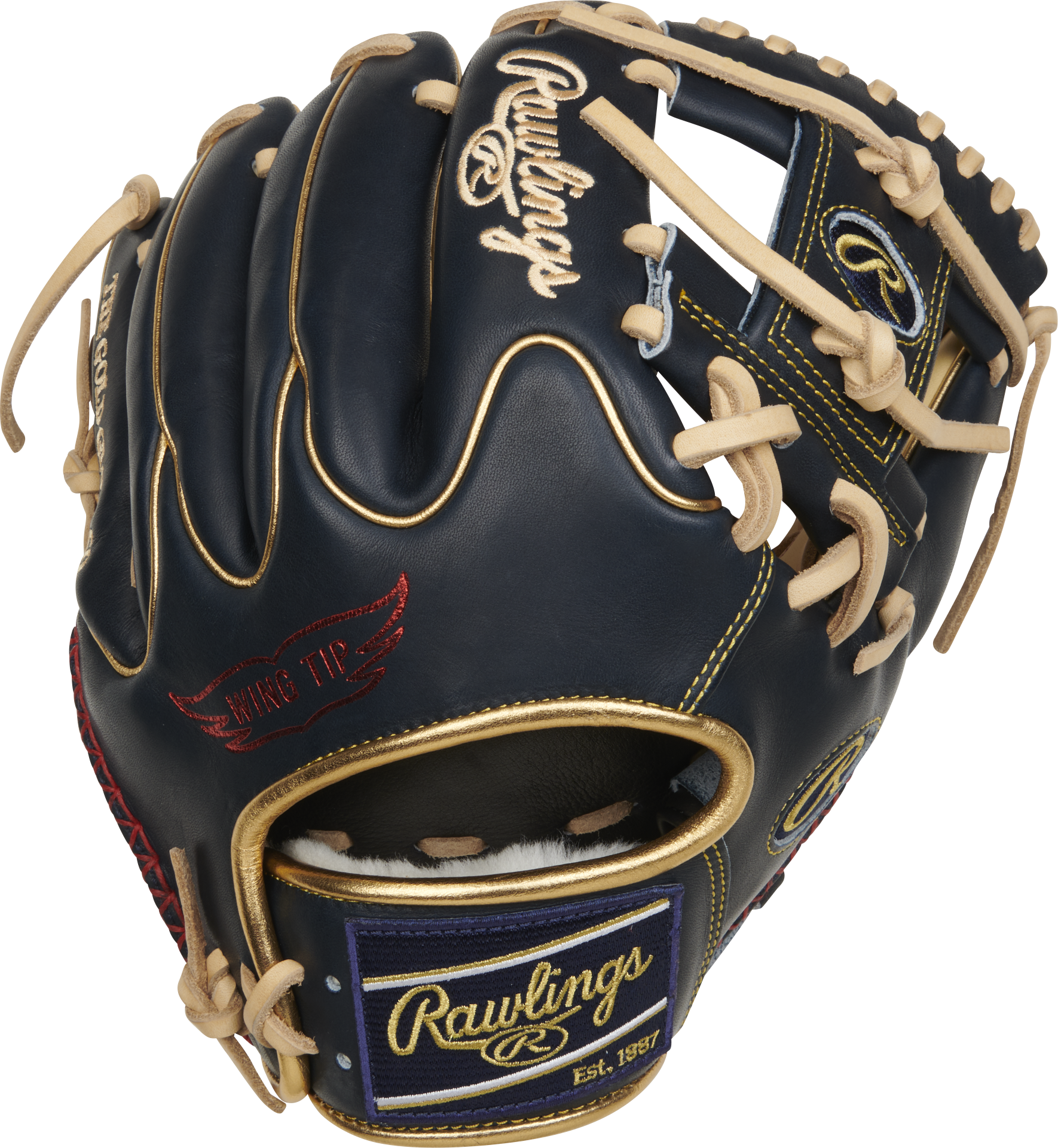 Rawlings Pro Preferred Series 11.5-Inch Baseball Glove - Right Hand Thrower - Camel/Navy