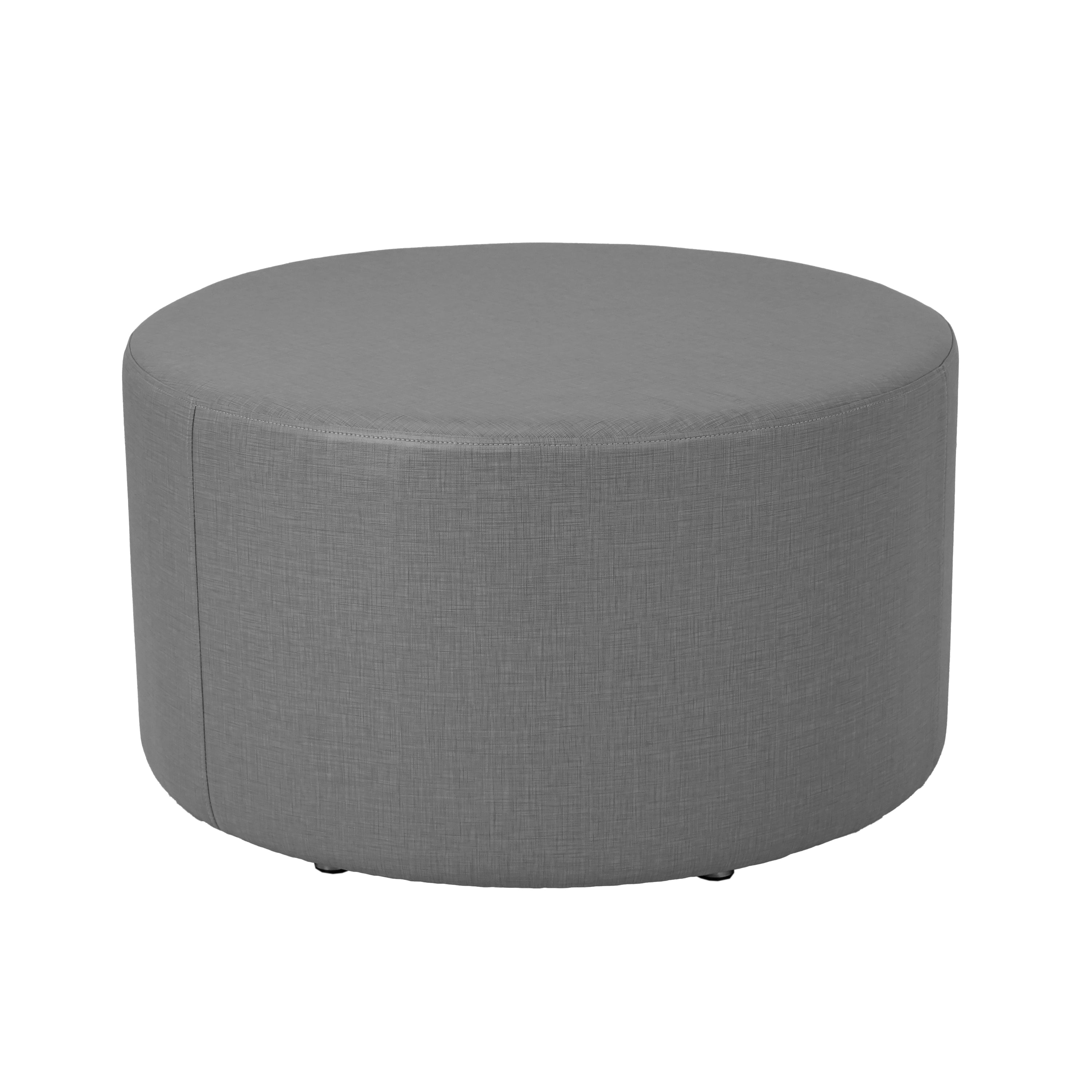 Pro Series Upholstered 30" Round Ottoman 18" Height - Slate Gray Crosshatch