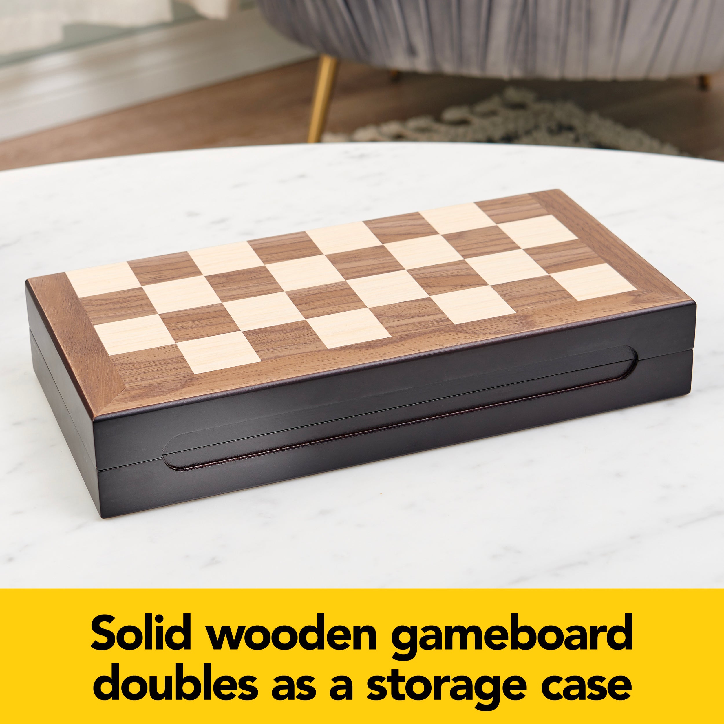 Legacy Deluxe Chess & Checkers Set, Classic Two Player Game Includes Folding Board with Solid Wood Playing Pieces, for Kids and Adults Ages 8 and up