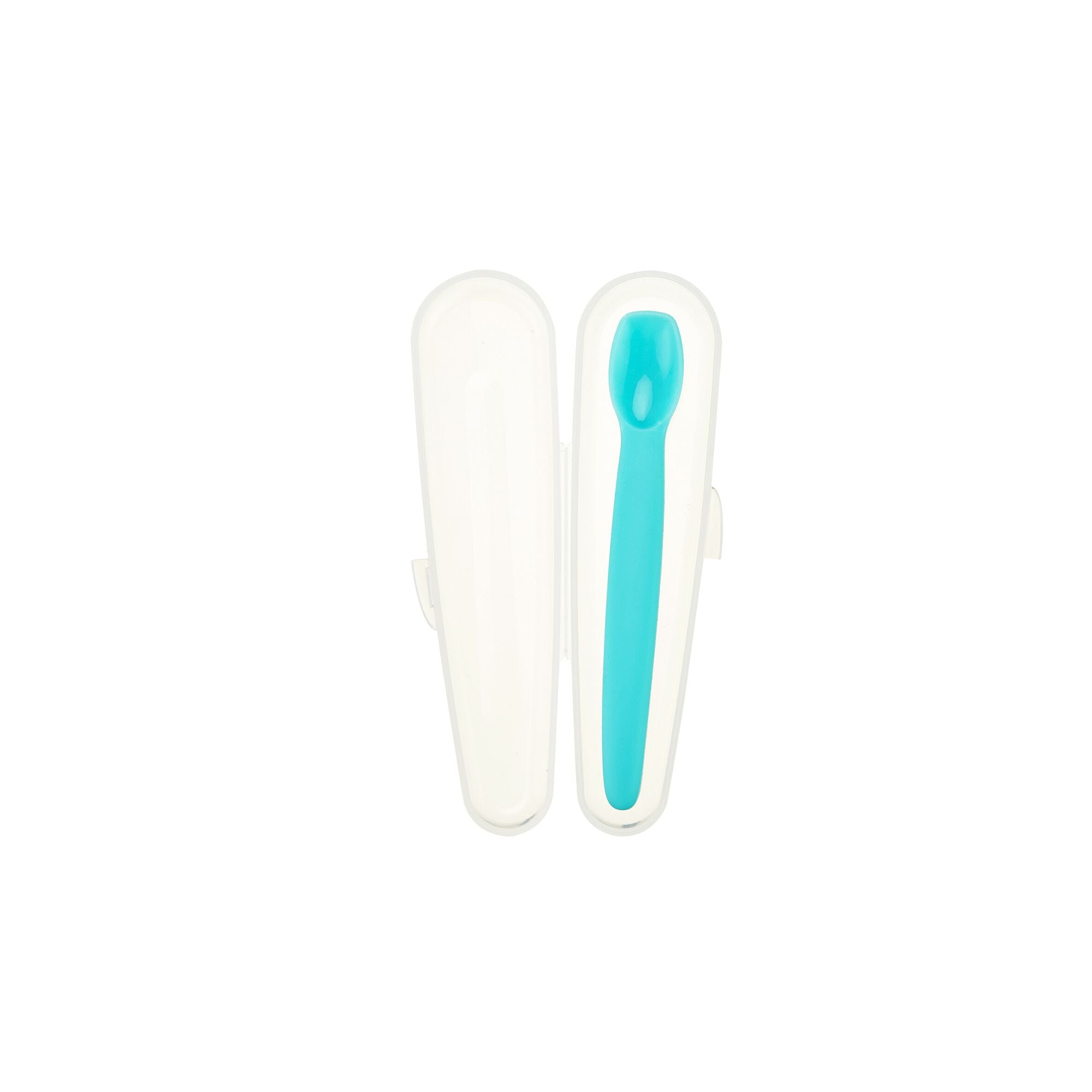 Silicone baby spoon with travel case /Aqua
