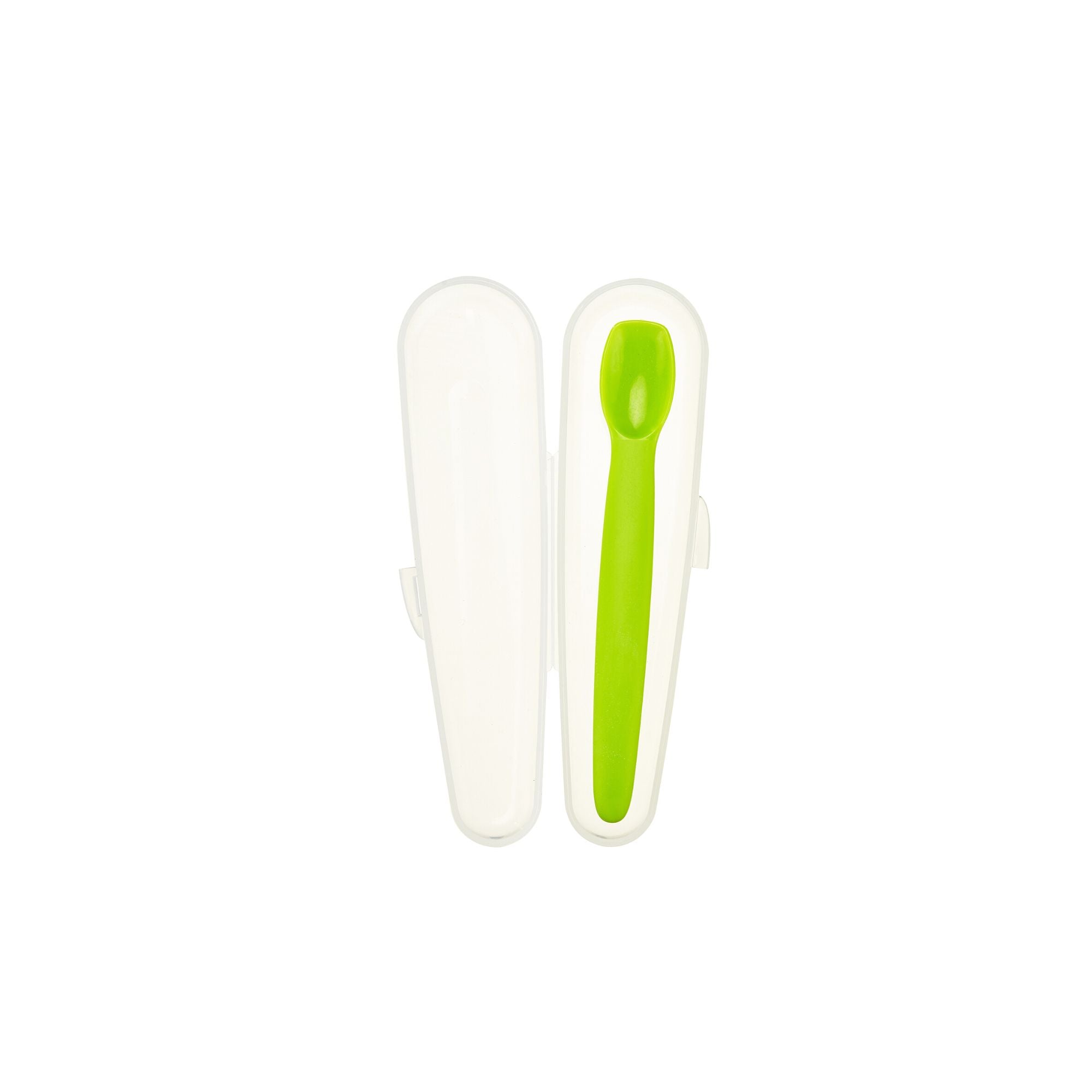 Silicone baby spoon with travel case /Green
