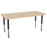 30" x 72" Rectangle La Madera Activity Table with Adjustable Super Legs - Maple Grain/Black